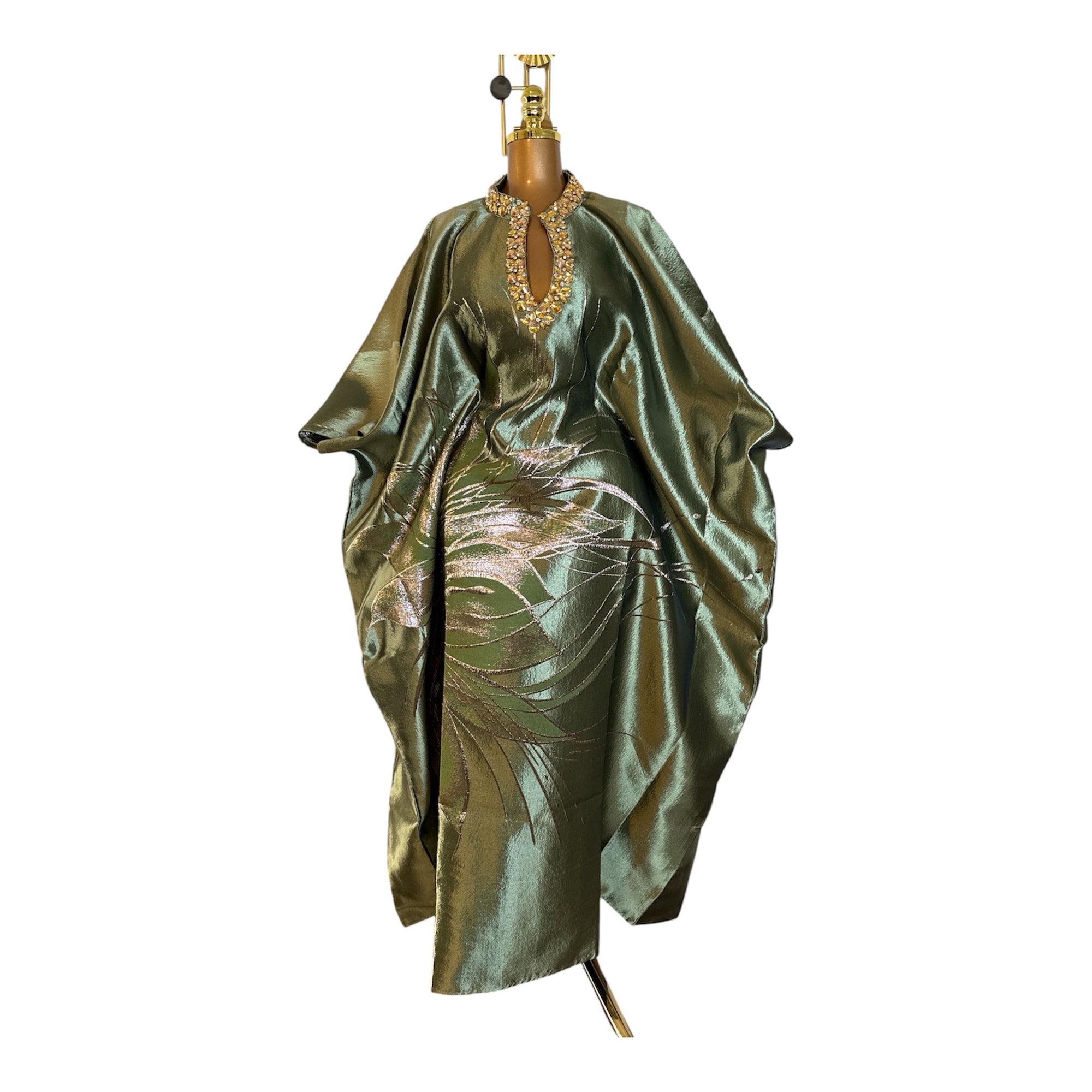 Grace  Luxury embellished Brocade Bubu with Scarf