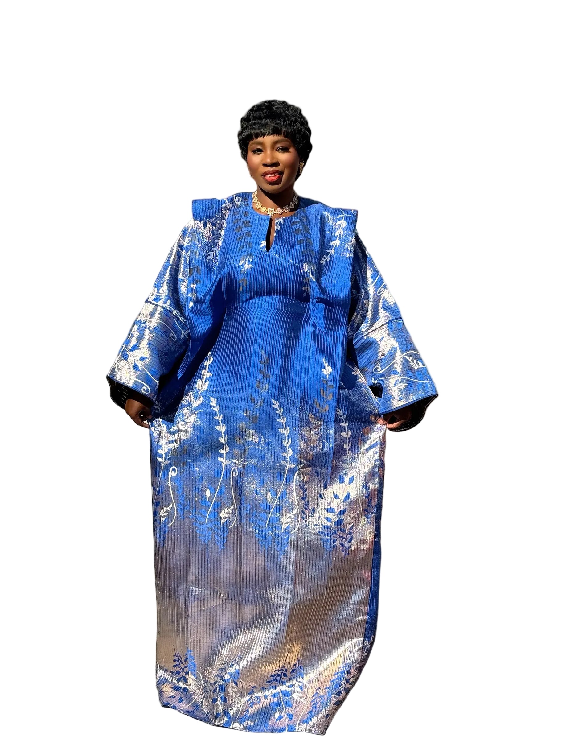 Emilia Luxury full sleeve brocade boubou dress with head wrap