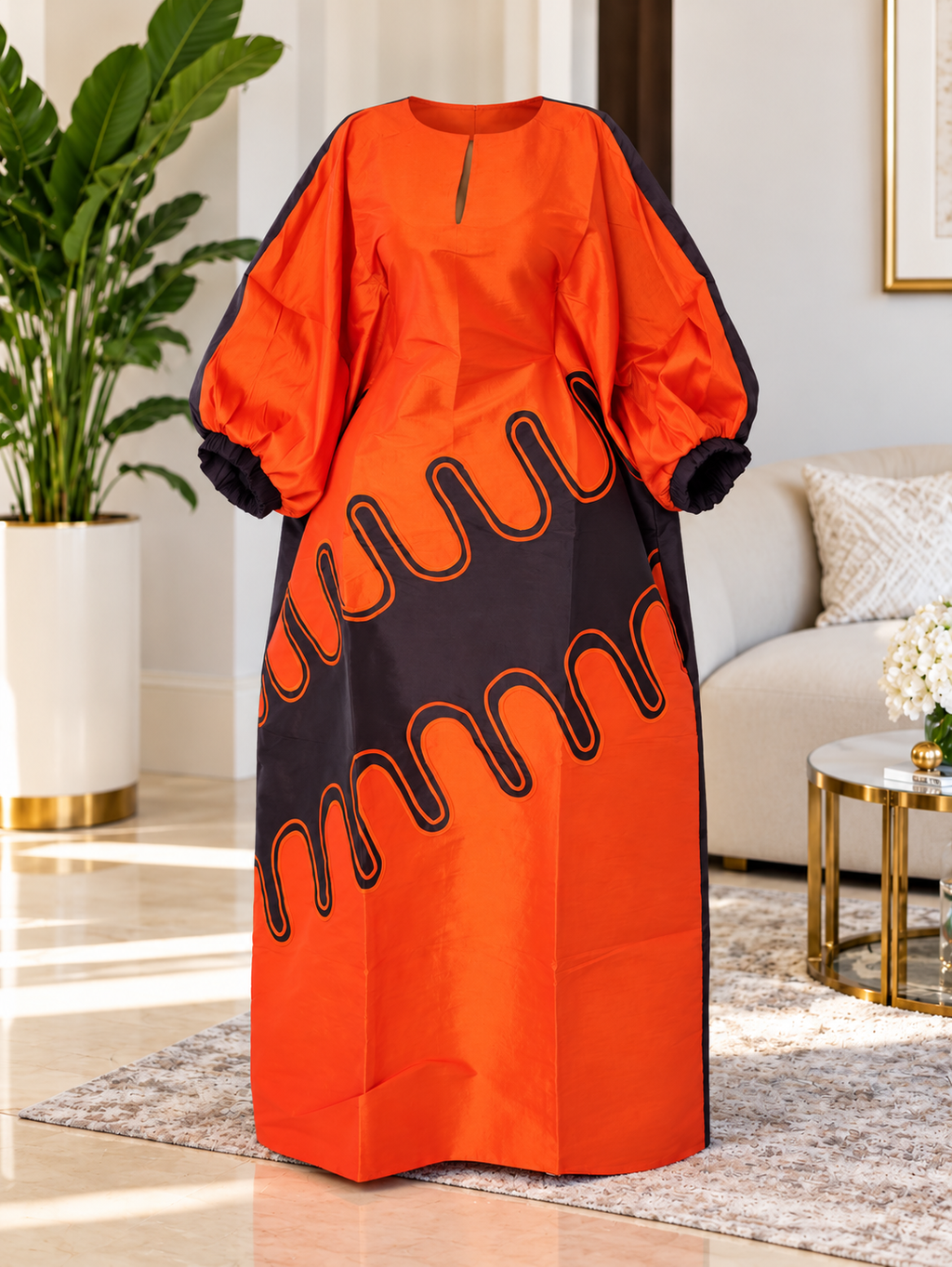 Luxury Taffeta Boubou Dress for Women | African Kaftan with Pockets