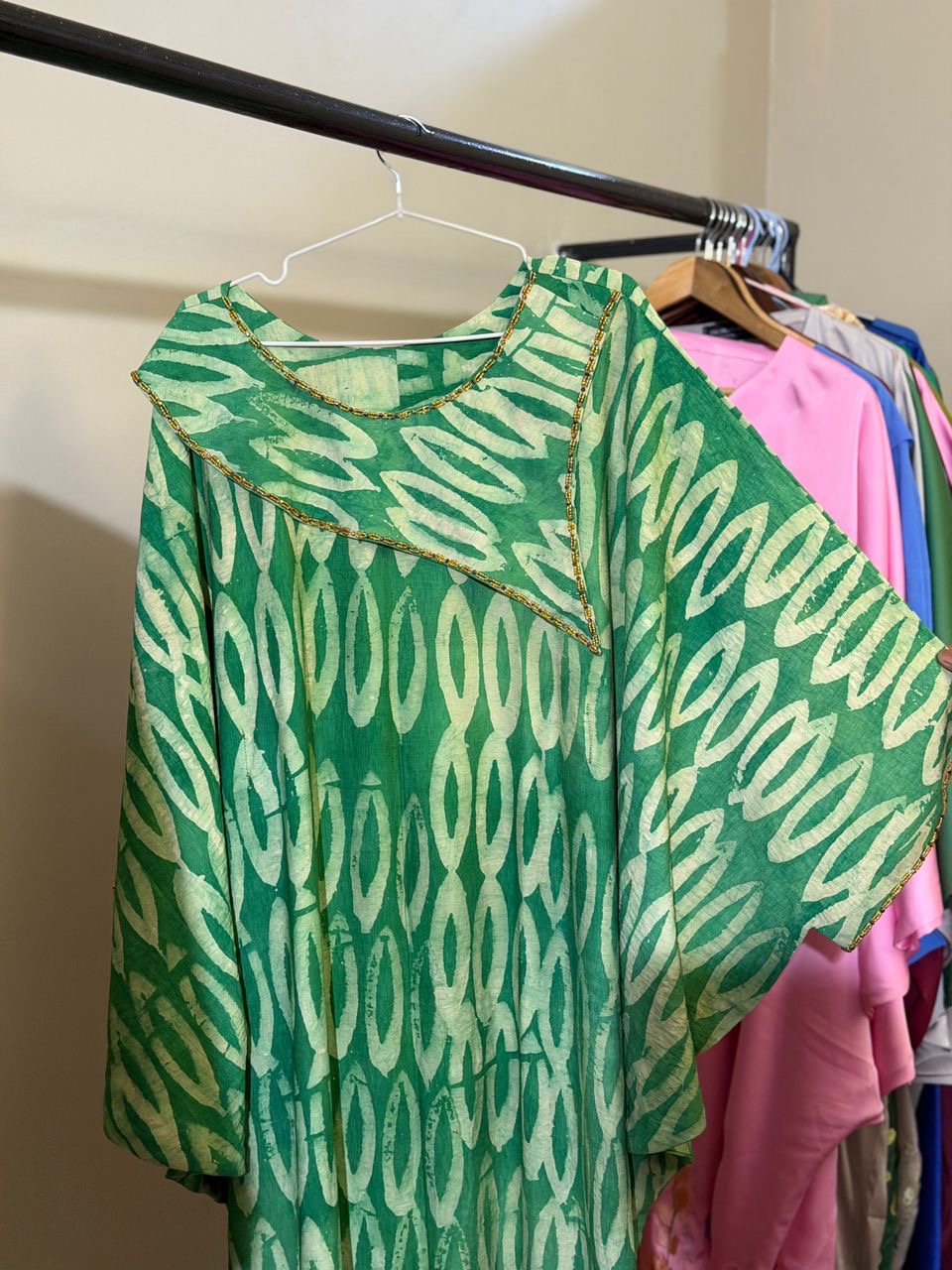 Hand beaded Cotton Batik (Adire) Bubu