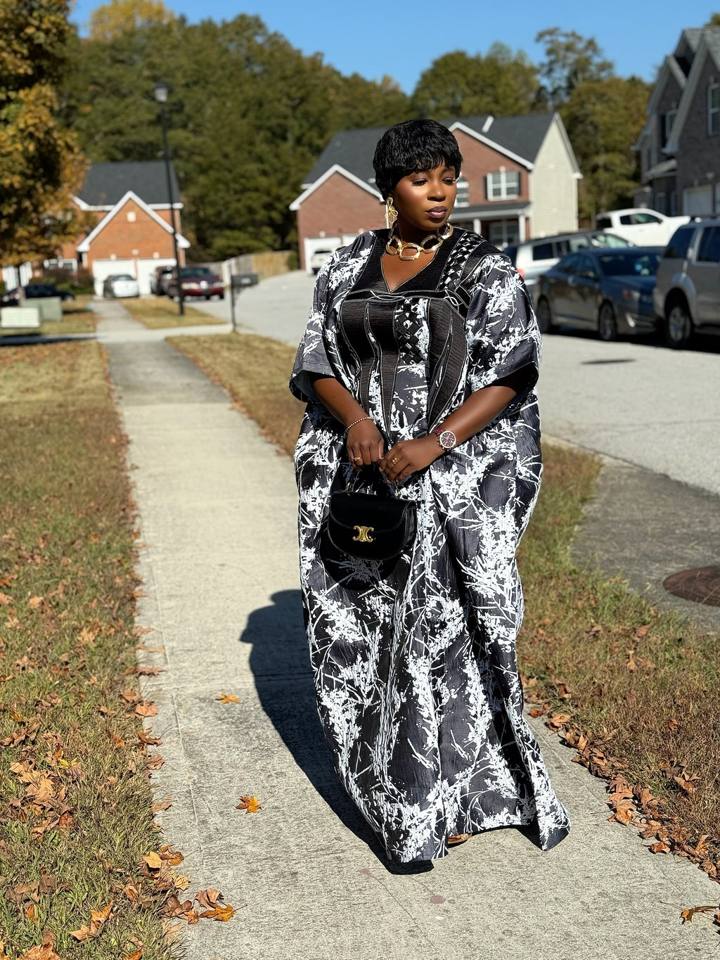 Naana Luxury Embroidered Brocade Bubu Dress  African Kaftan with Head Wrap