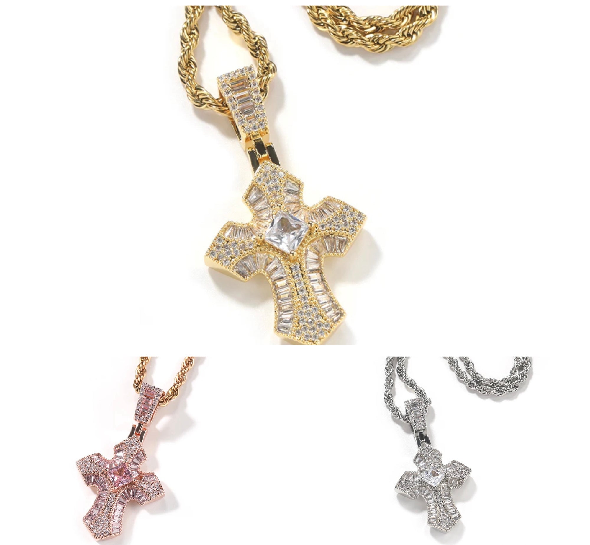 BAGUETTE ICY CROSS NECKLACE