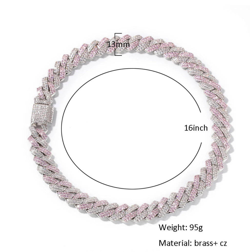 13MM PINK/WHITE CUBAN LINKS