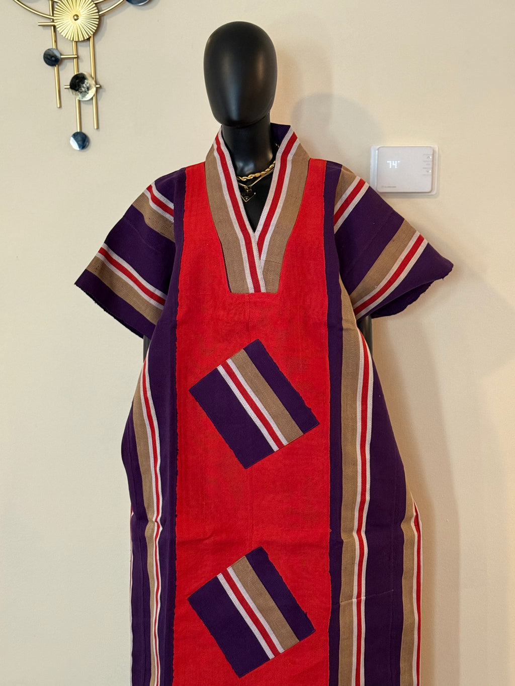 Zari Cotton Asoke Boubou with Head Scarf – 62” Free Size African Dress