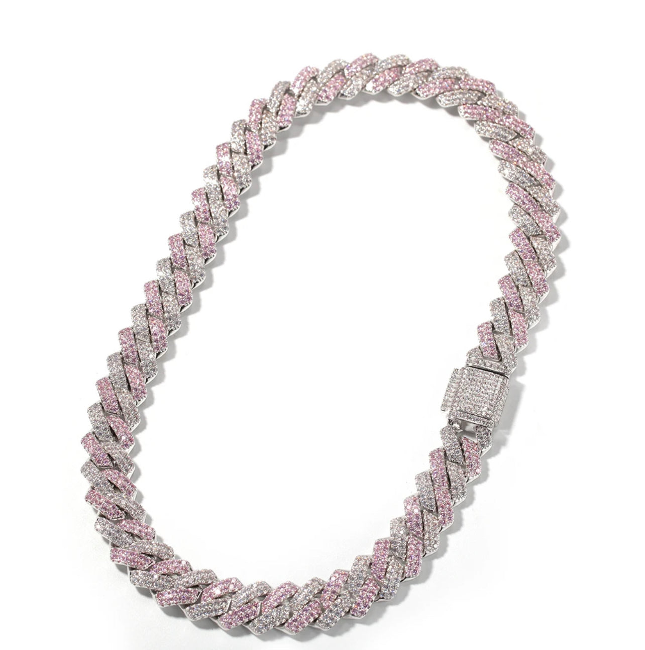 13MM PINK/WHITE CUBAN LINKS