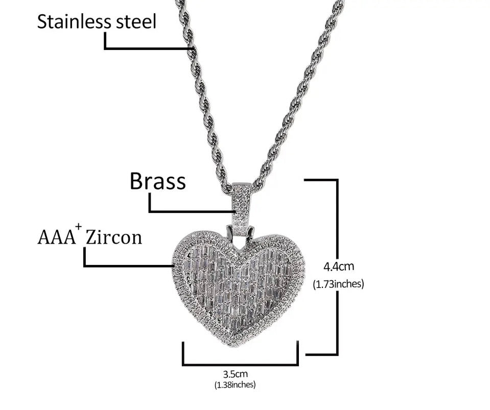 ICY HEART BAGUETTE PENDANT NECKLACE