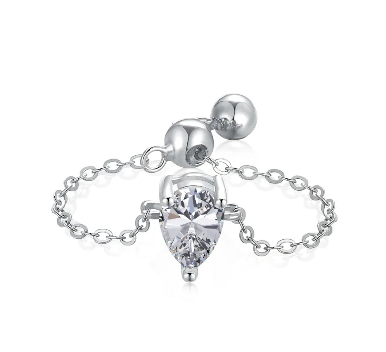 DAINTY CHAIN ADJUSTABLE RING (STERLING SILVER)