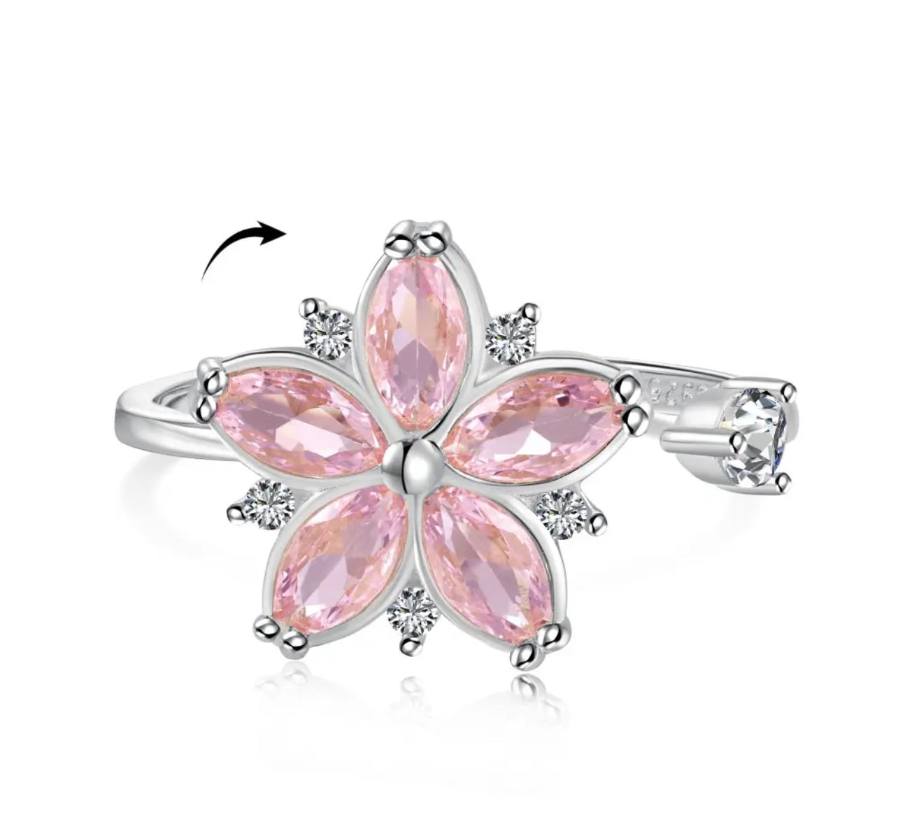 ADJUSTABLE FLOWER RING (STERLING SILVER)