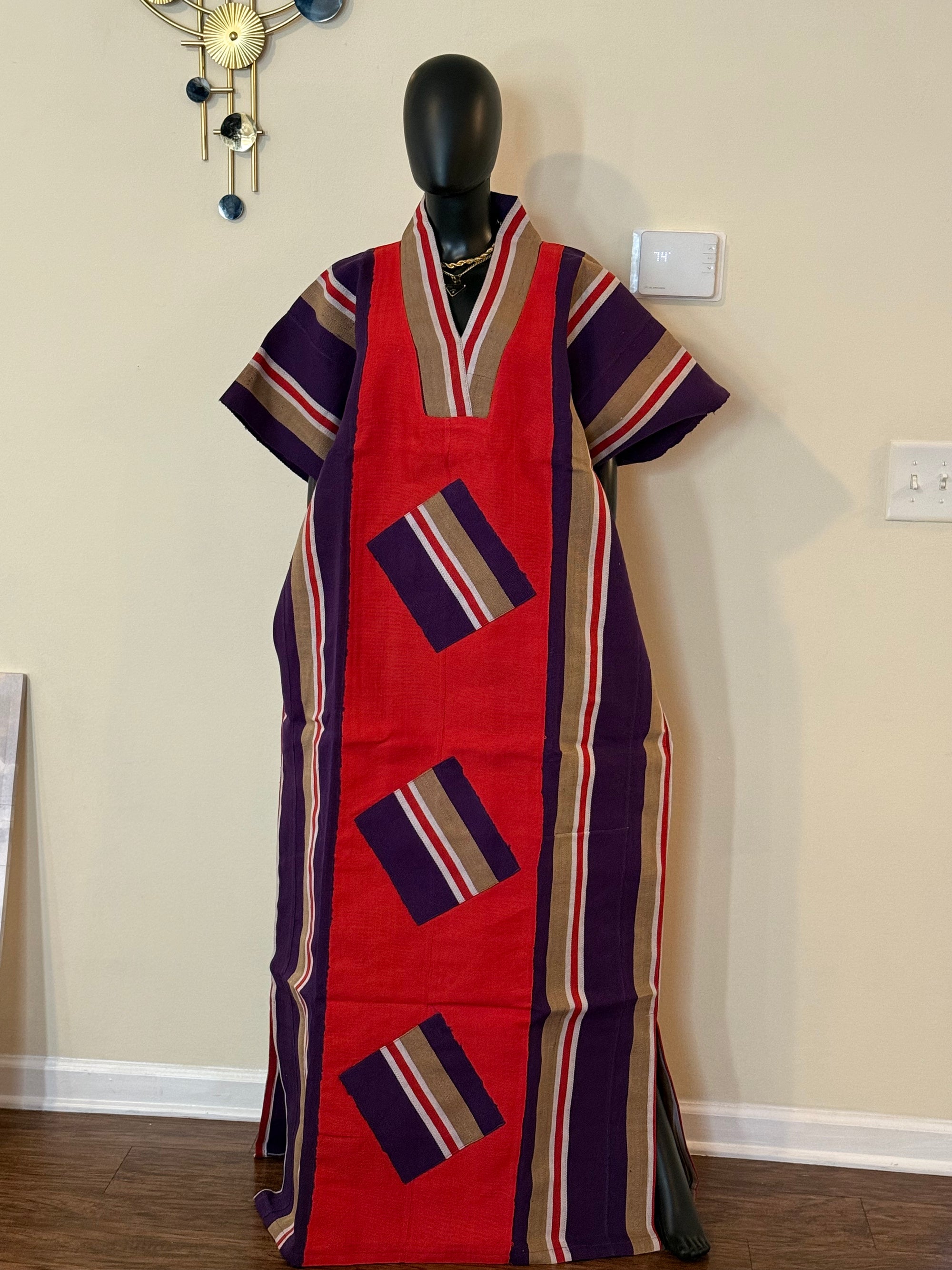 Zari Cotton Asoke Boubou with Head Scarf – 62” Free Size African Dress