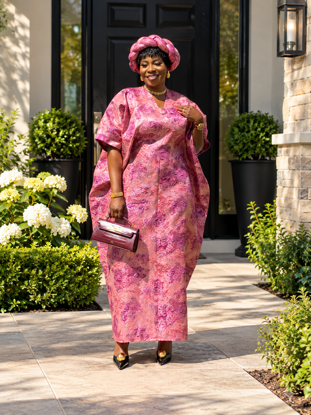 Mariam Luxury brocade boubou dress with Turban
