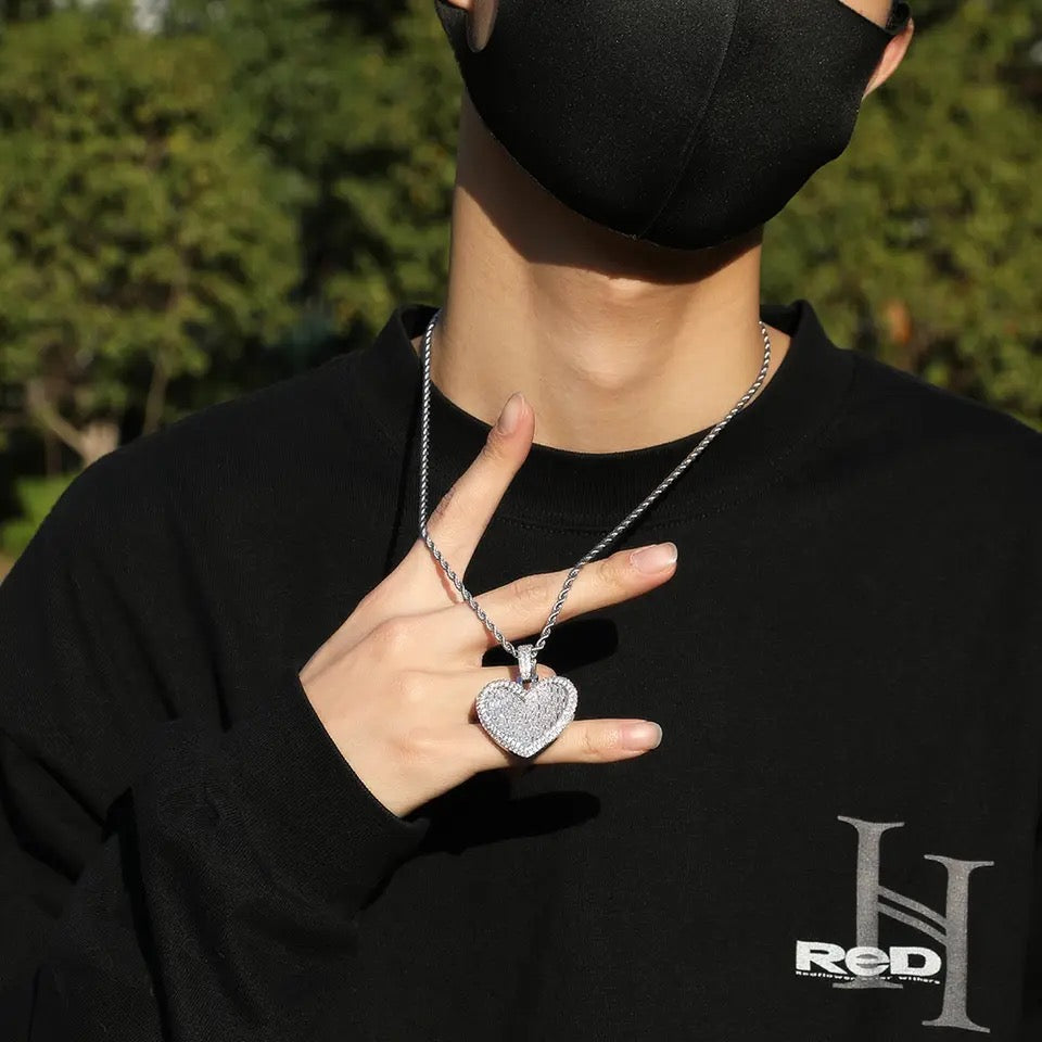 ICY HEART BAGUETTE PENDANT NECKLACE