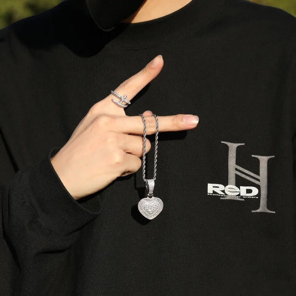 ICY HEART BAGUETTE PENDANT NECKLACE
