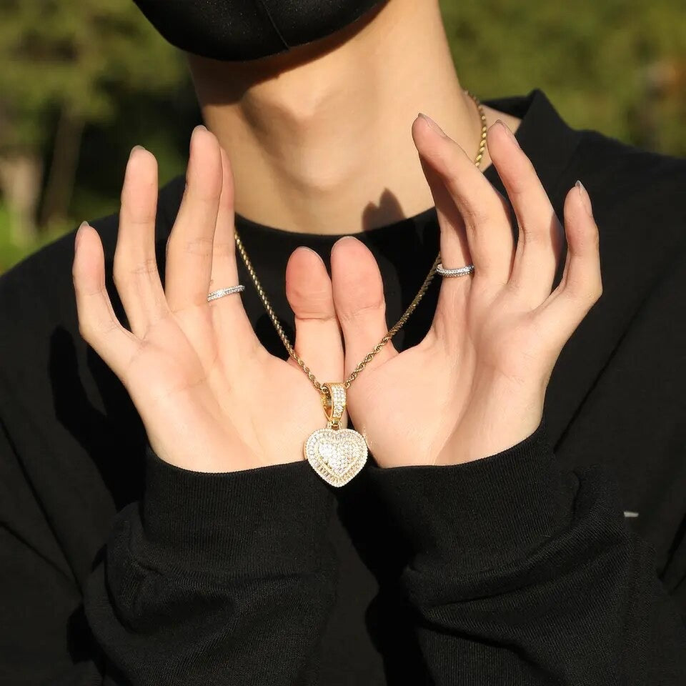 ICY HEART BAGUETTE PENDANT NECKLACE