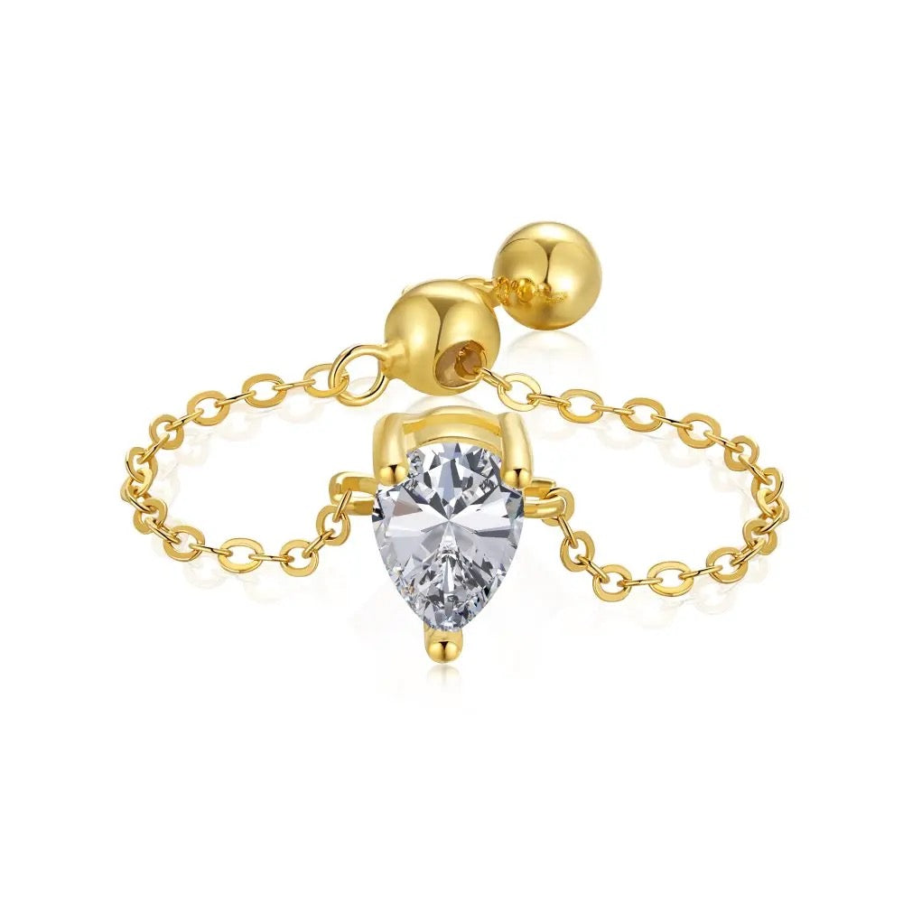DAINTY CHAIN ADJUSTABLE RING (STERLING SILVER)