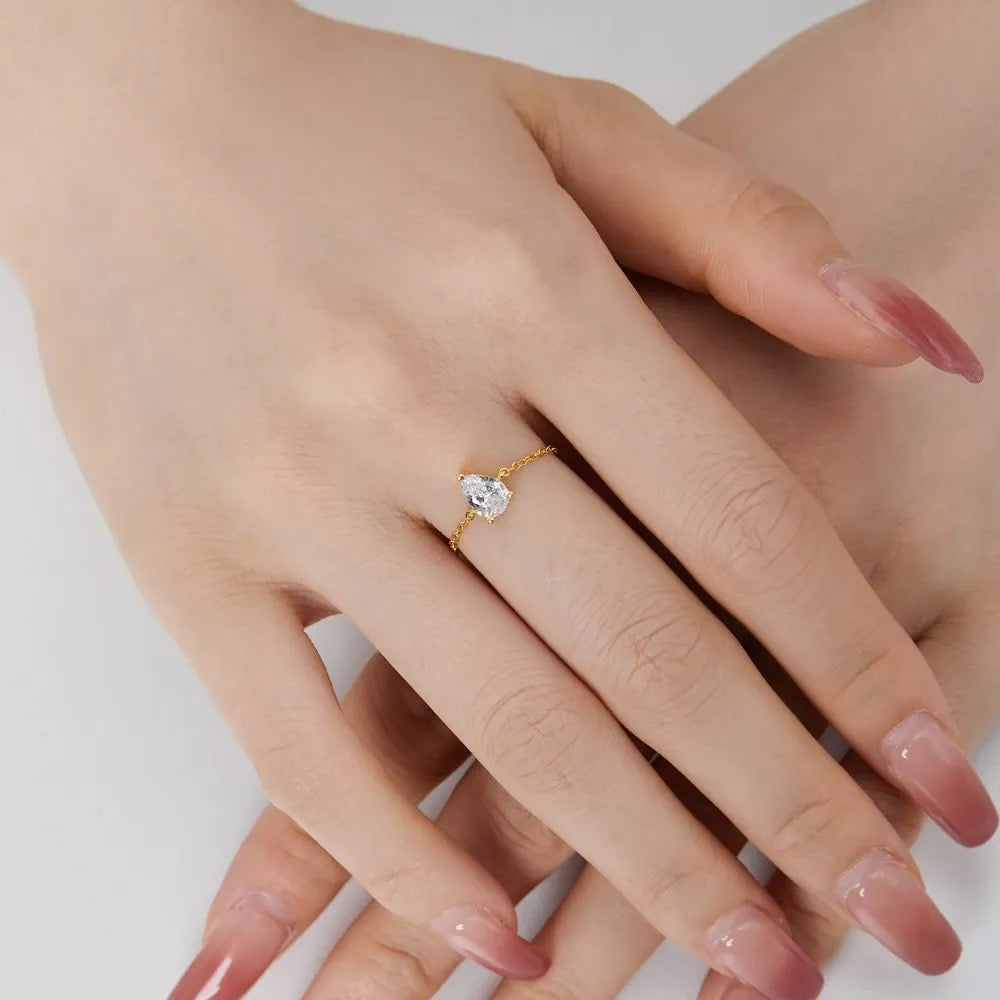 DAINTY CHAIN ADJUSTABLE RING (STERLING SILVER)