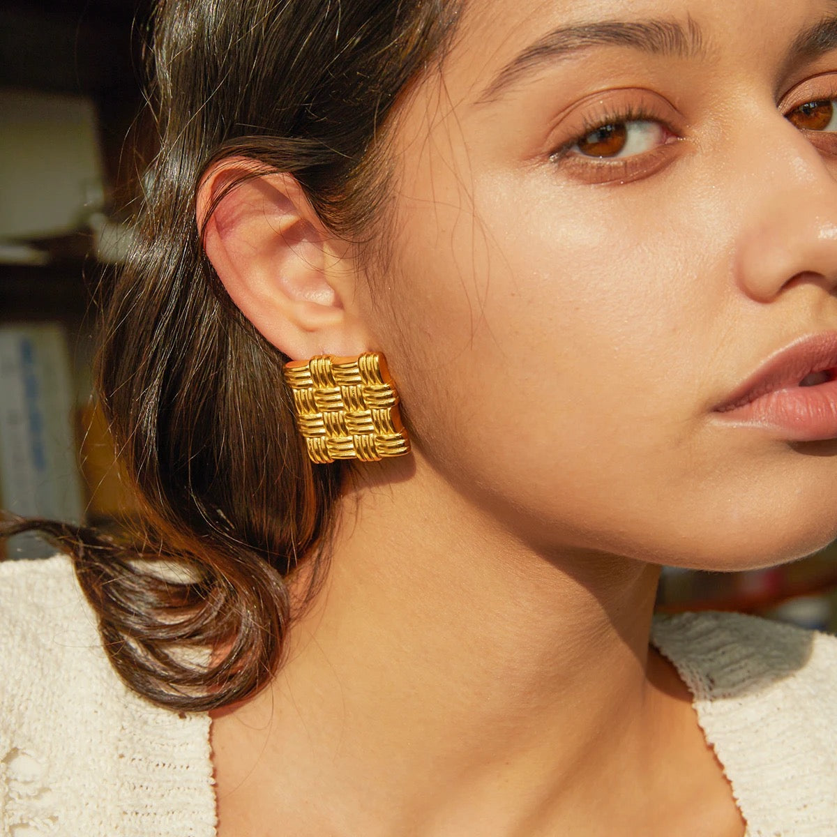 STATEMENT WOVEN TEXTURE VINTAGE EARRINGS