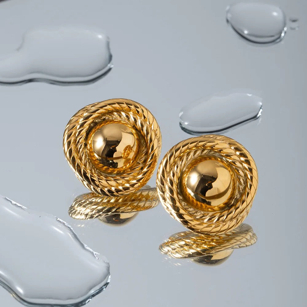 18KGP GEOMETRIC STUD EARRINGS