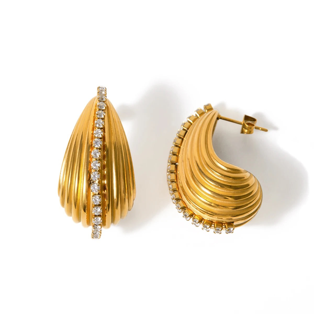 18KGP HOLLOW TEAR DROP EARRINGS