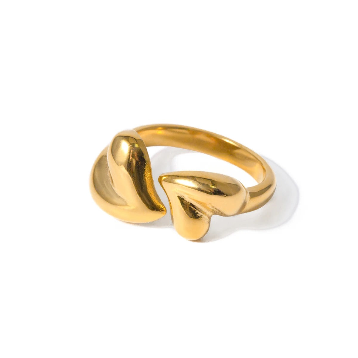18KGP ADJUSTABLE DOUBLE HEART RING