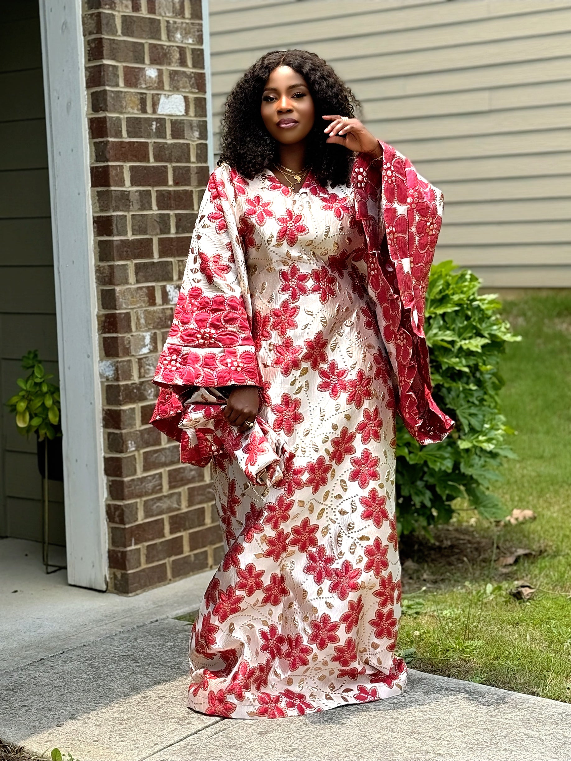 ABIBA Bold & Beautiful: Batwing Brocade Bubu with Pleated Sleeves