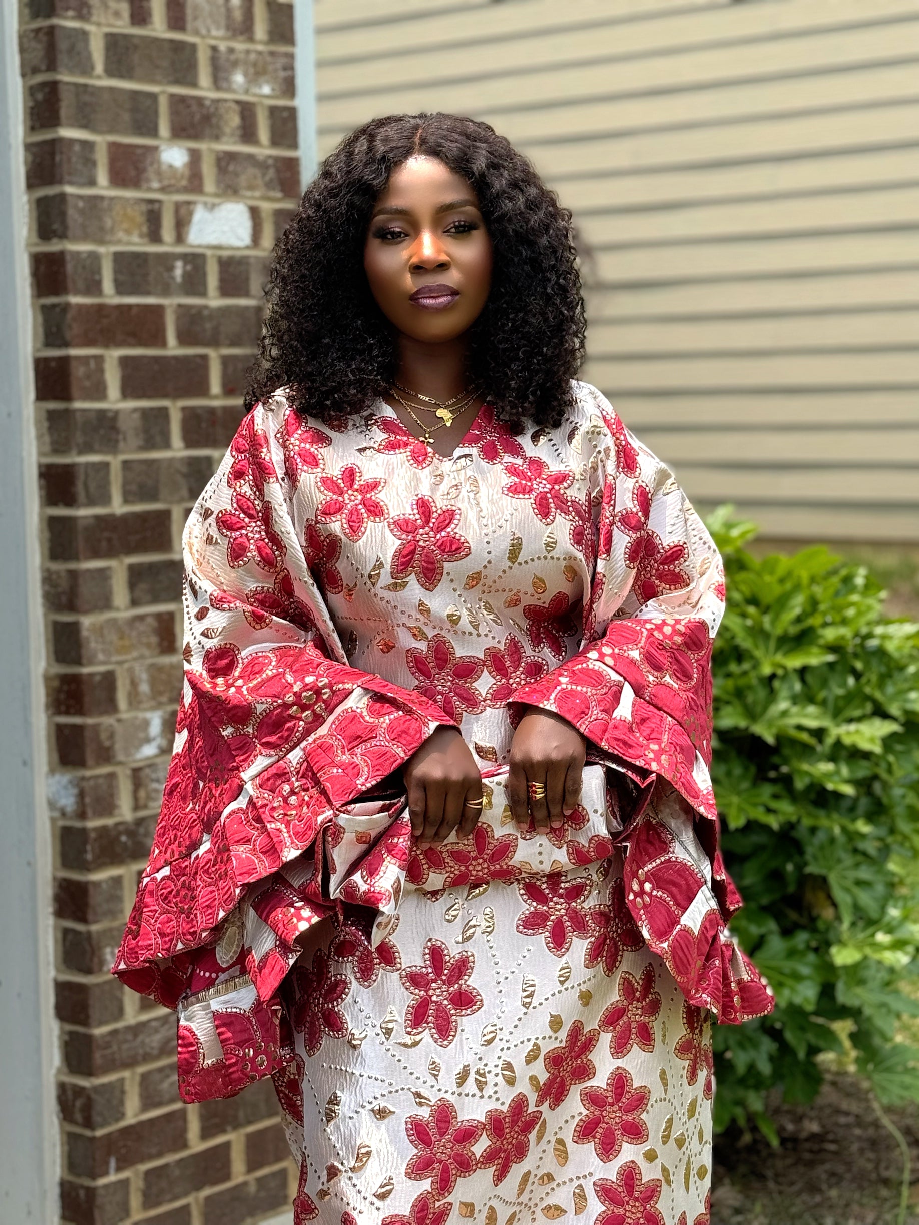 ABIBA Bold & Beautiful: Batwing Brocade Bubu with Pleated Sleeves