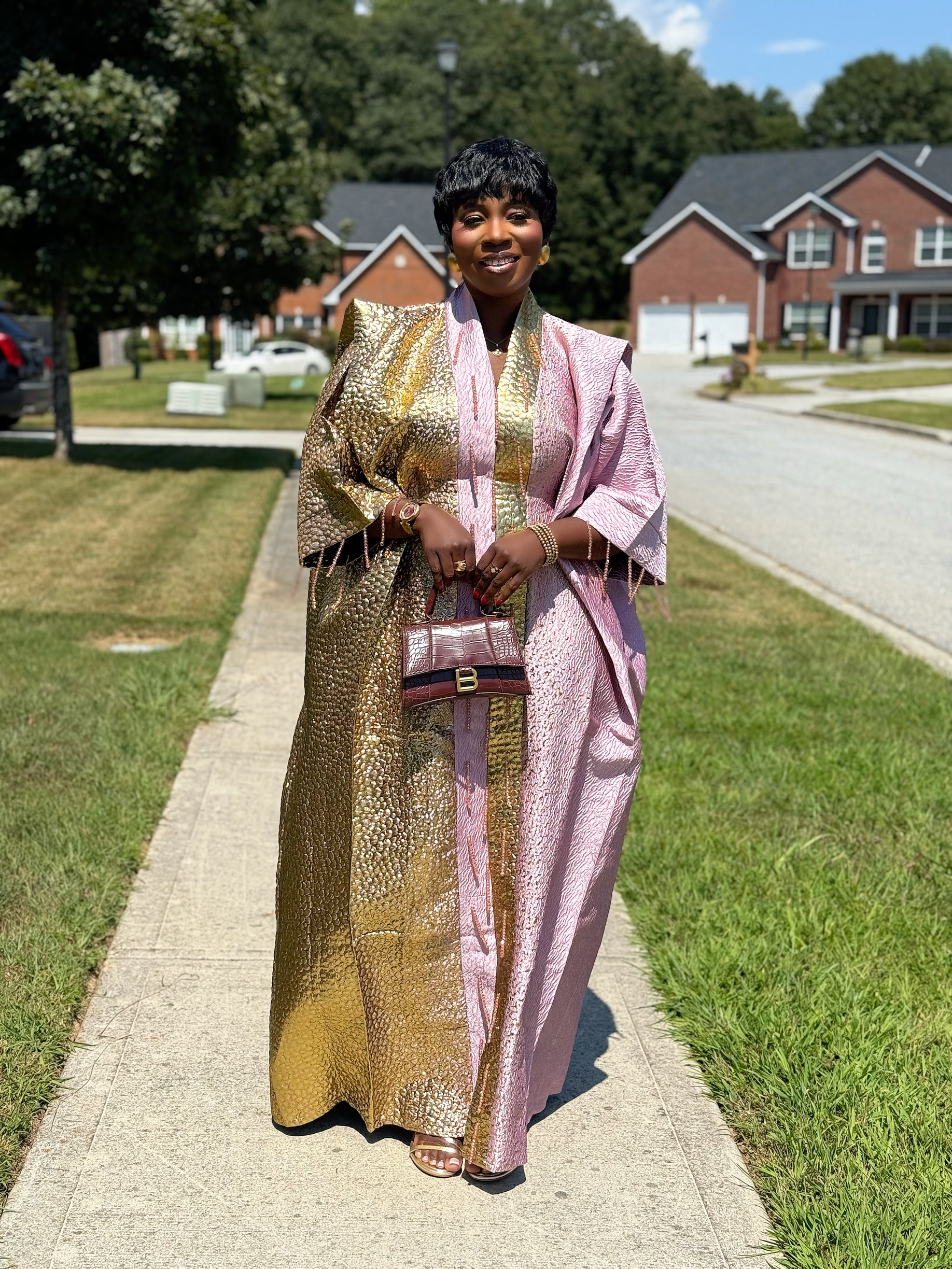 Adeola Beaded ombré Brocade Bubu