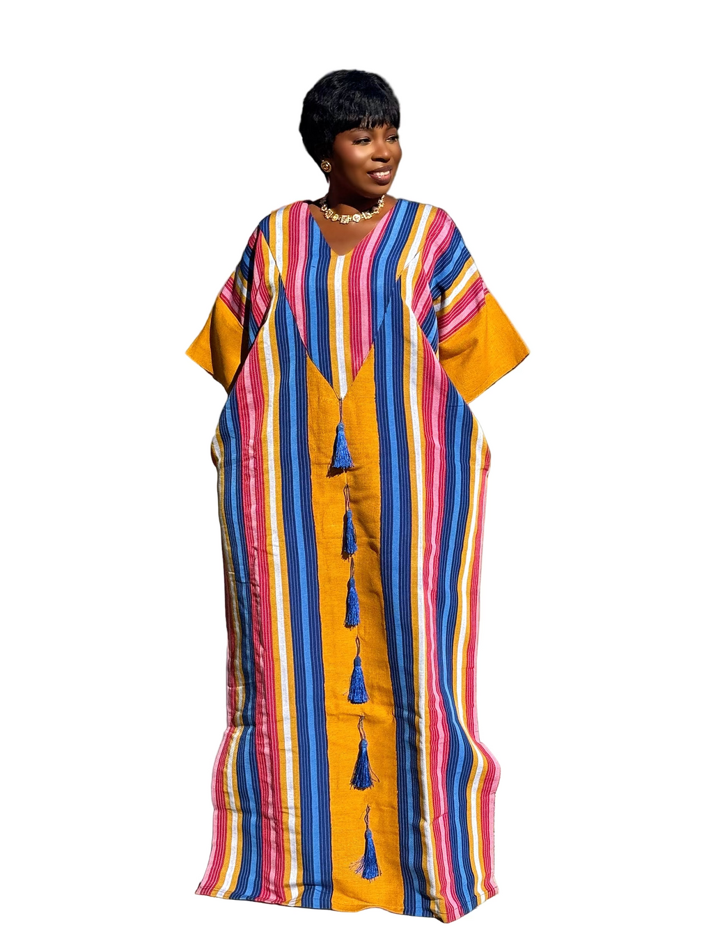 ADIZA Cotton Asoke Boubou with Head Scarf – 62” Free Size African Dress