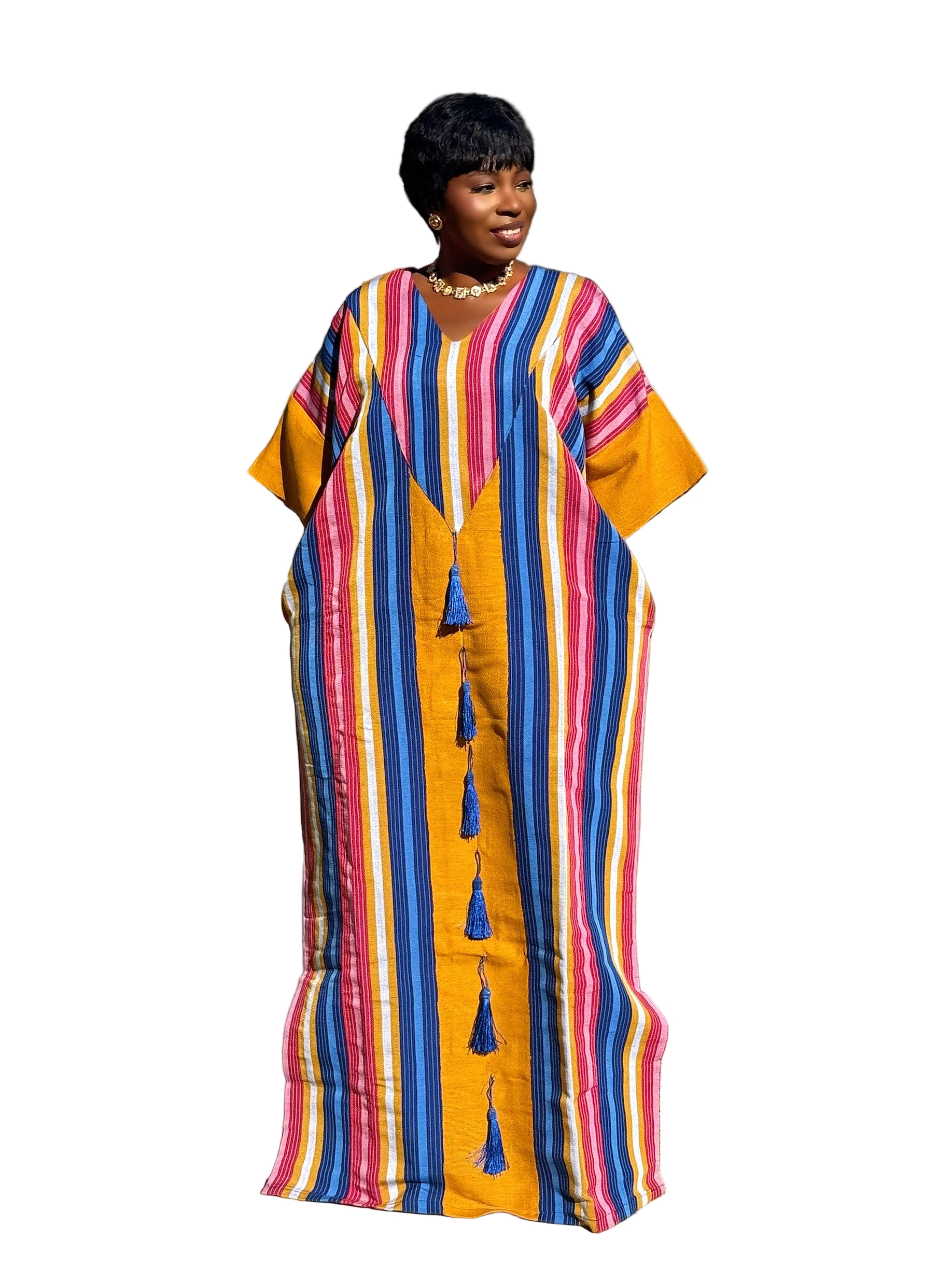 ADIZA Cotton Asoke Boubou with Head Scarf – 62” Free Size African Dress