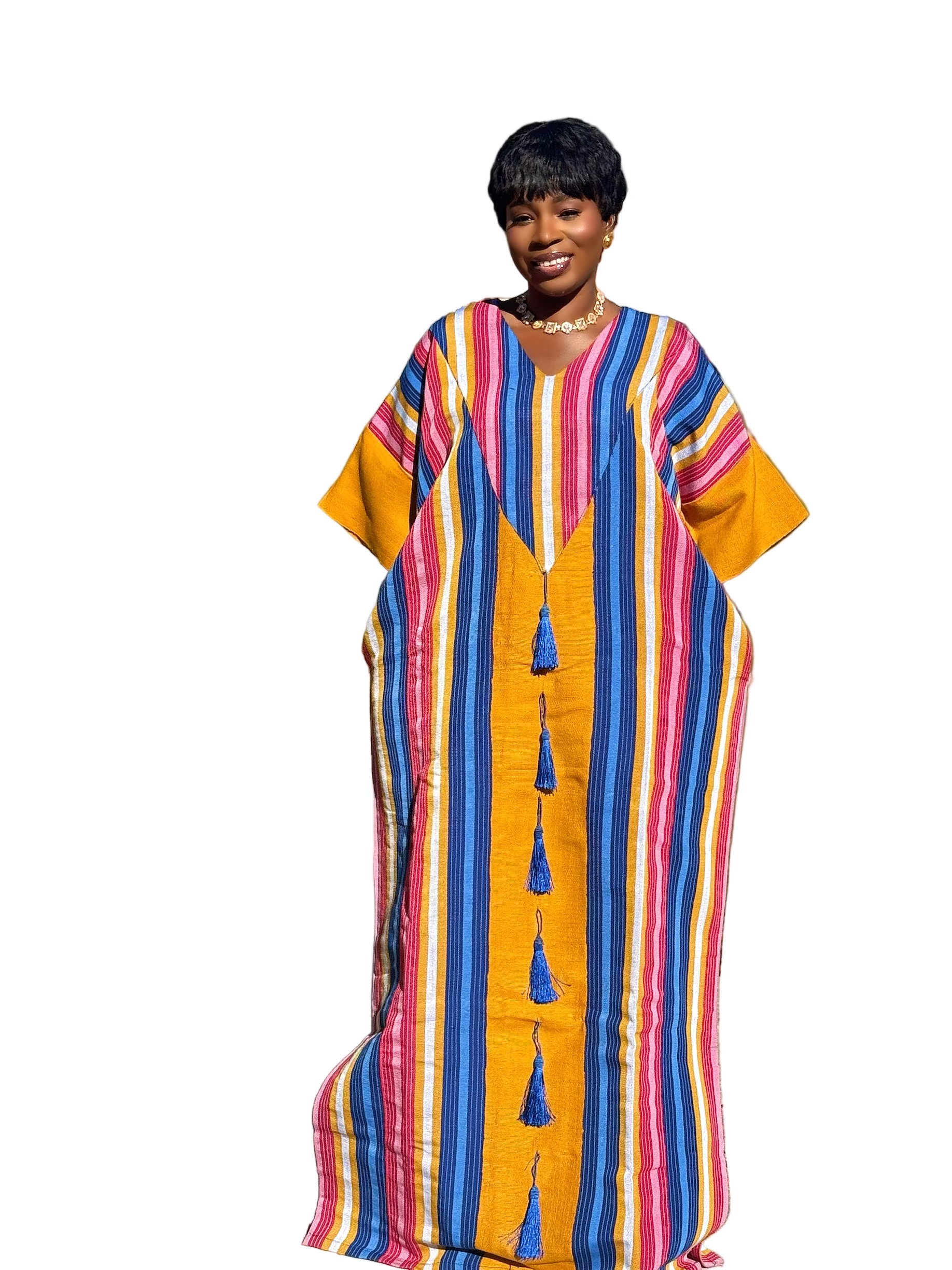ADIZA Cotton Asoke Boubou with Head Scarf – 62” Free Size African Dress