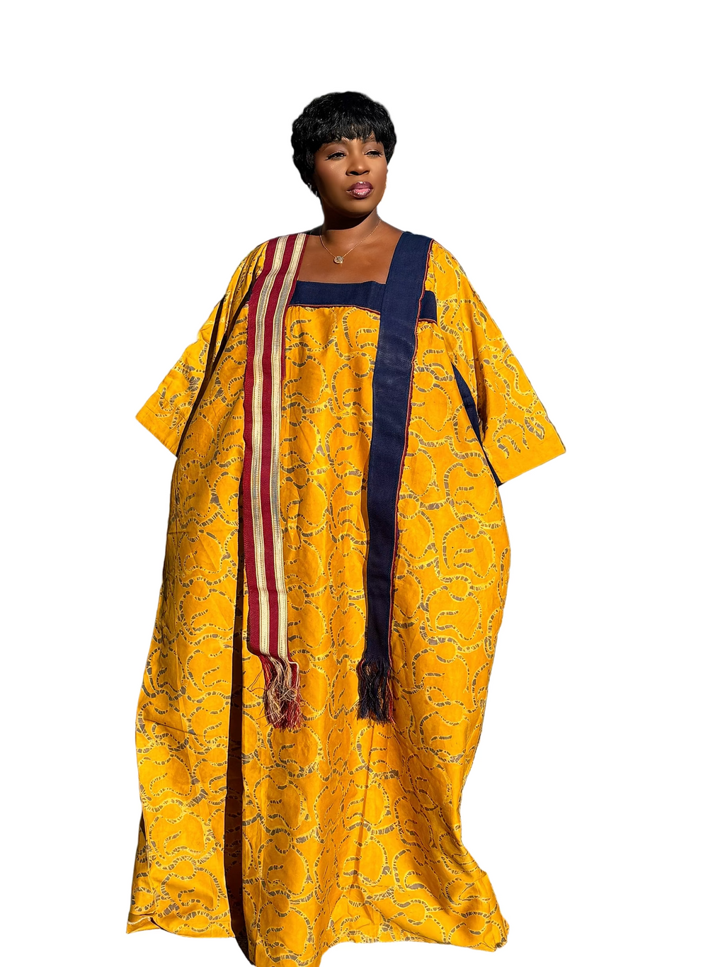 Ama Luxury Cotton Adire (Tie and Dye) Bubu with head wrap