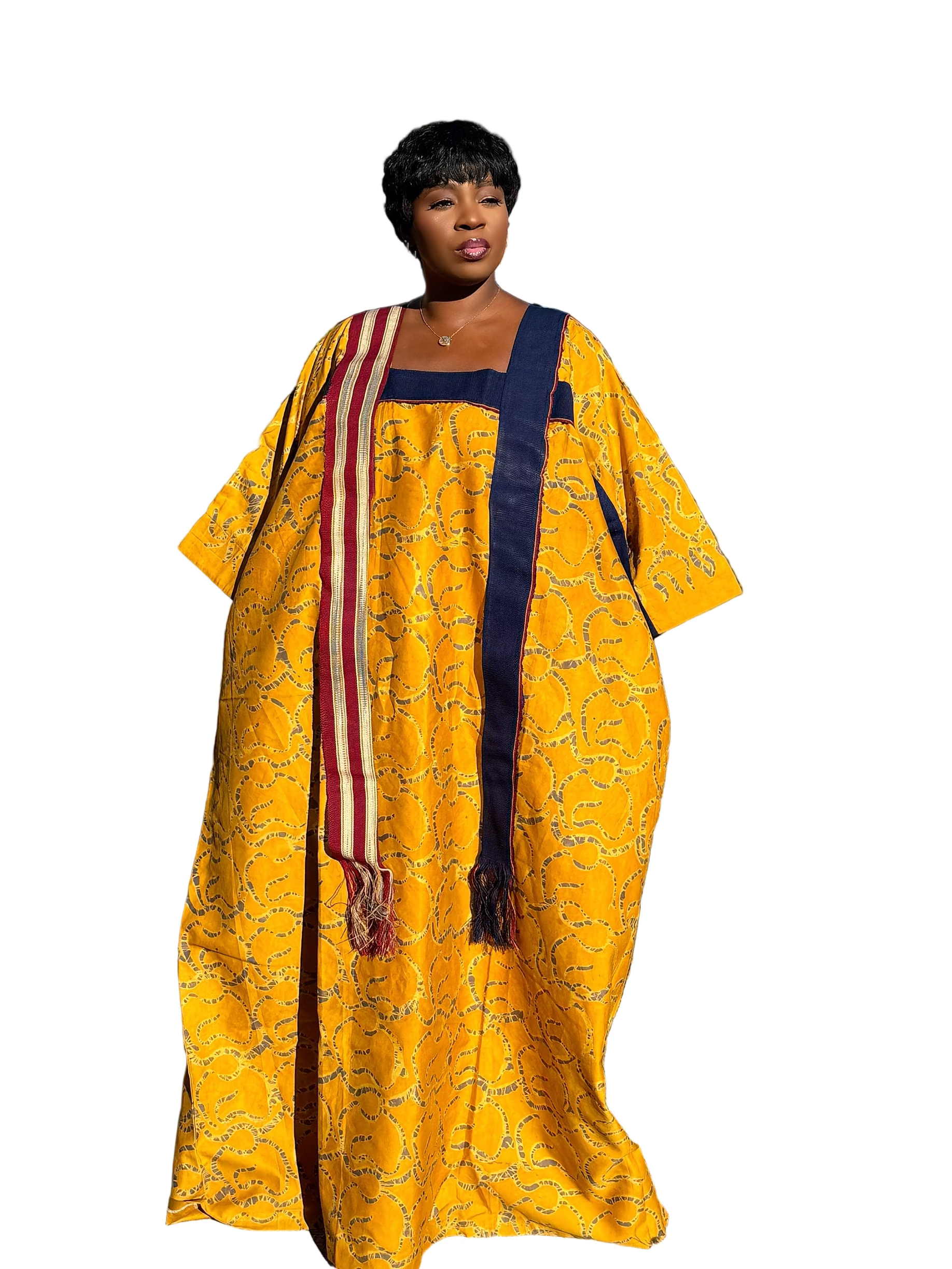 Ama Luxury Cotton Adire (Tie and Dye) Bubu with head wrap