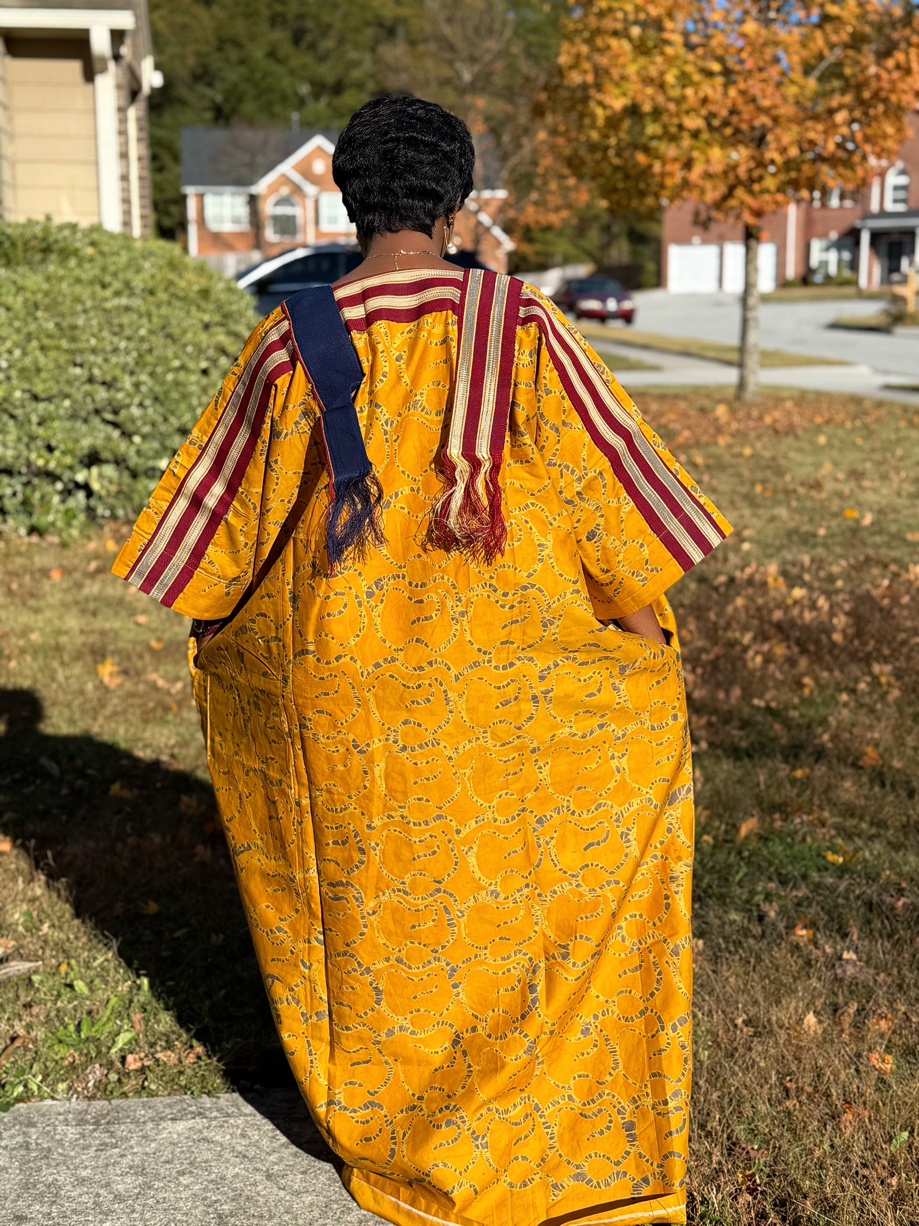 Ama Luxury Cotton Adire (Tie and Dye) Bubu with head wrap