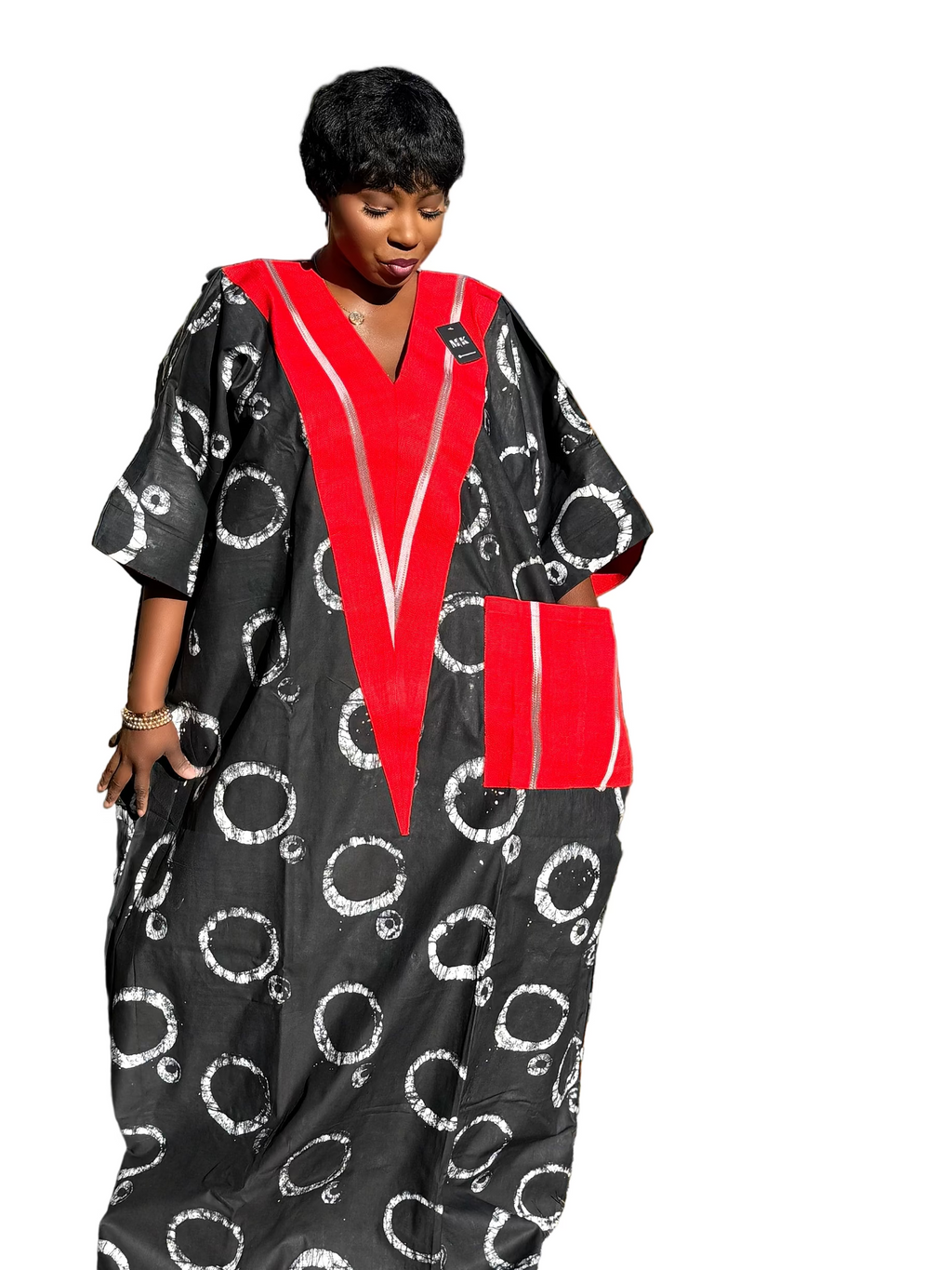 Black  Luxury Cotton Adire (Tie and Dye) Bubu with head wrap