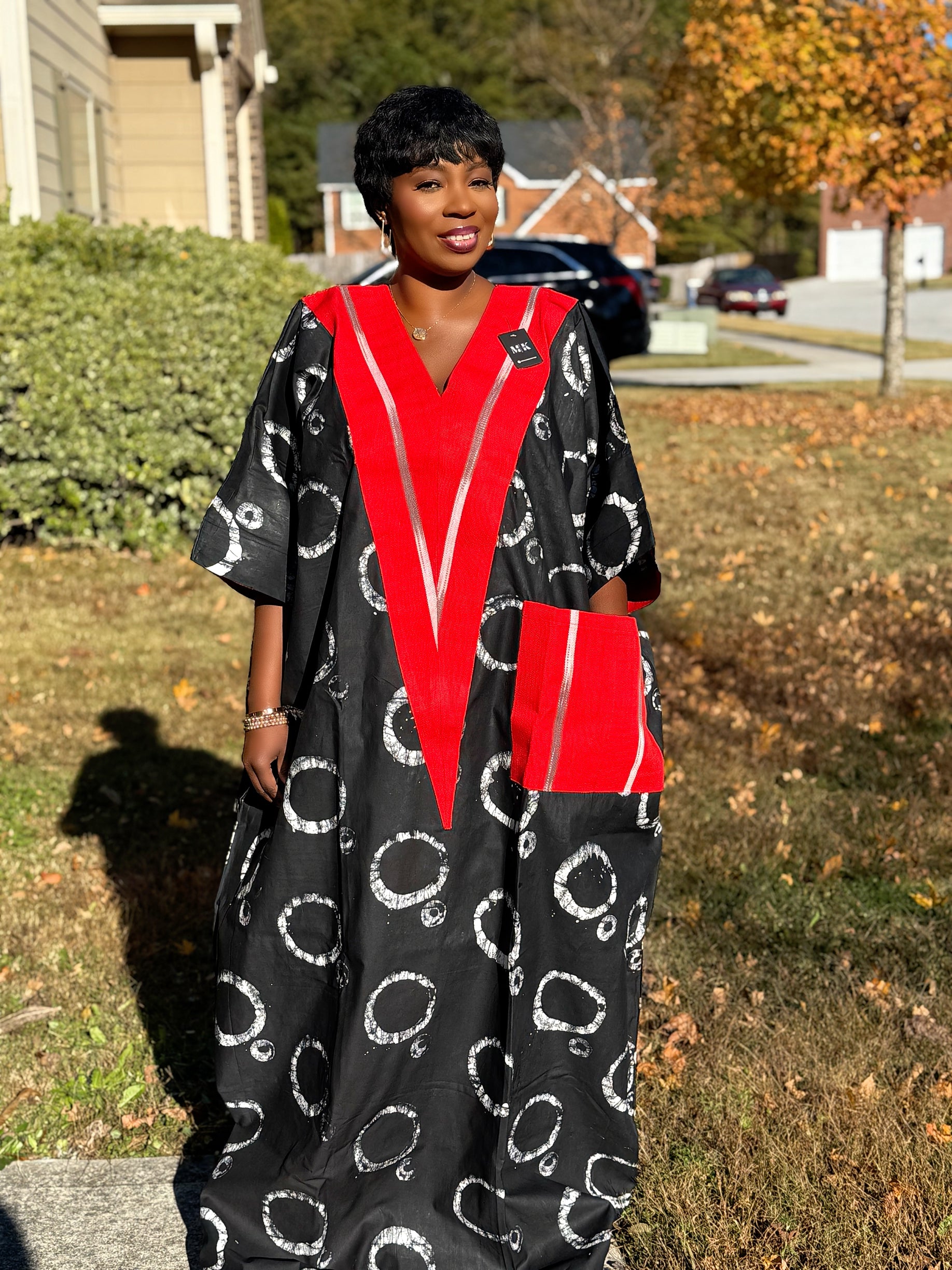 Black  Luxury Cotton Adire (Tie and Dye) Bubu with head wrap