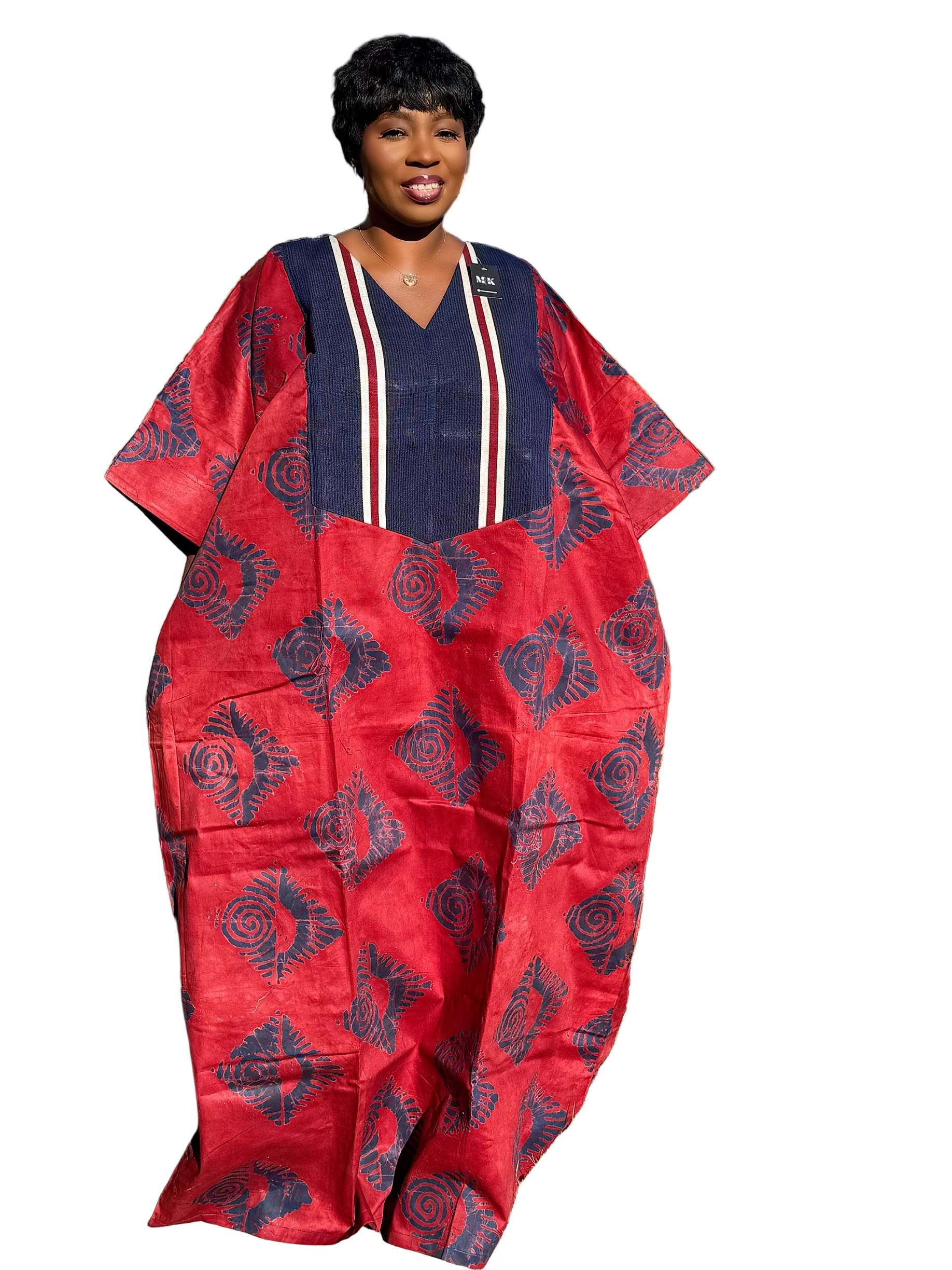 Yaa Luxury Cotton Adire (Tie and Dye) Bubu with head wrap