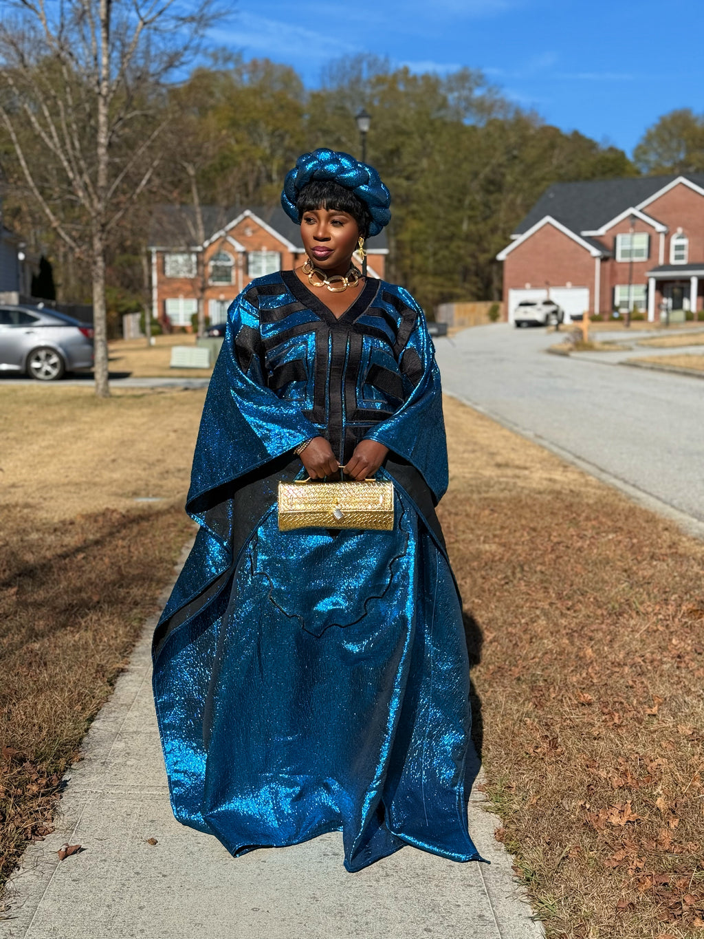 Sophie Luxury embroidered Brocade Bubu dress