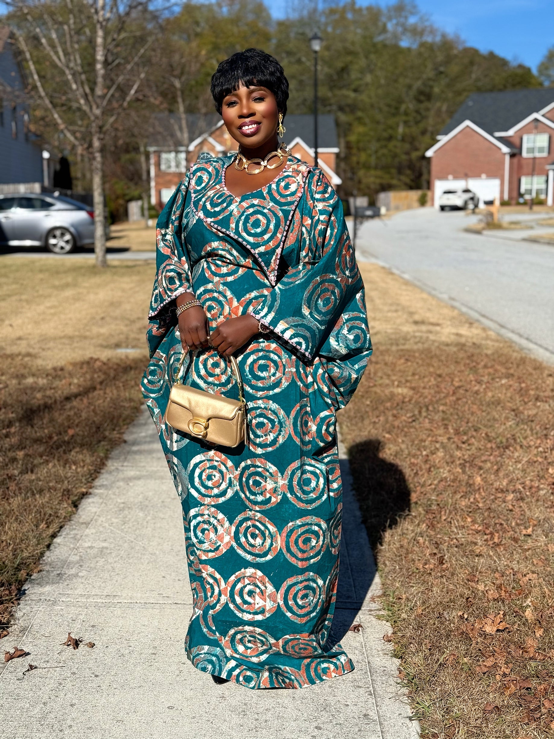 Hand beaded Cotton Batik (Adire) Bubu