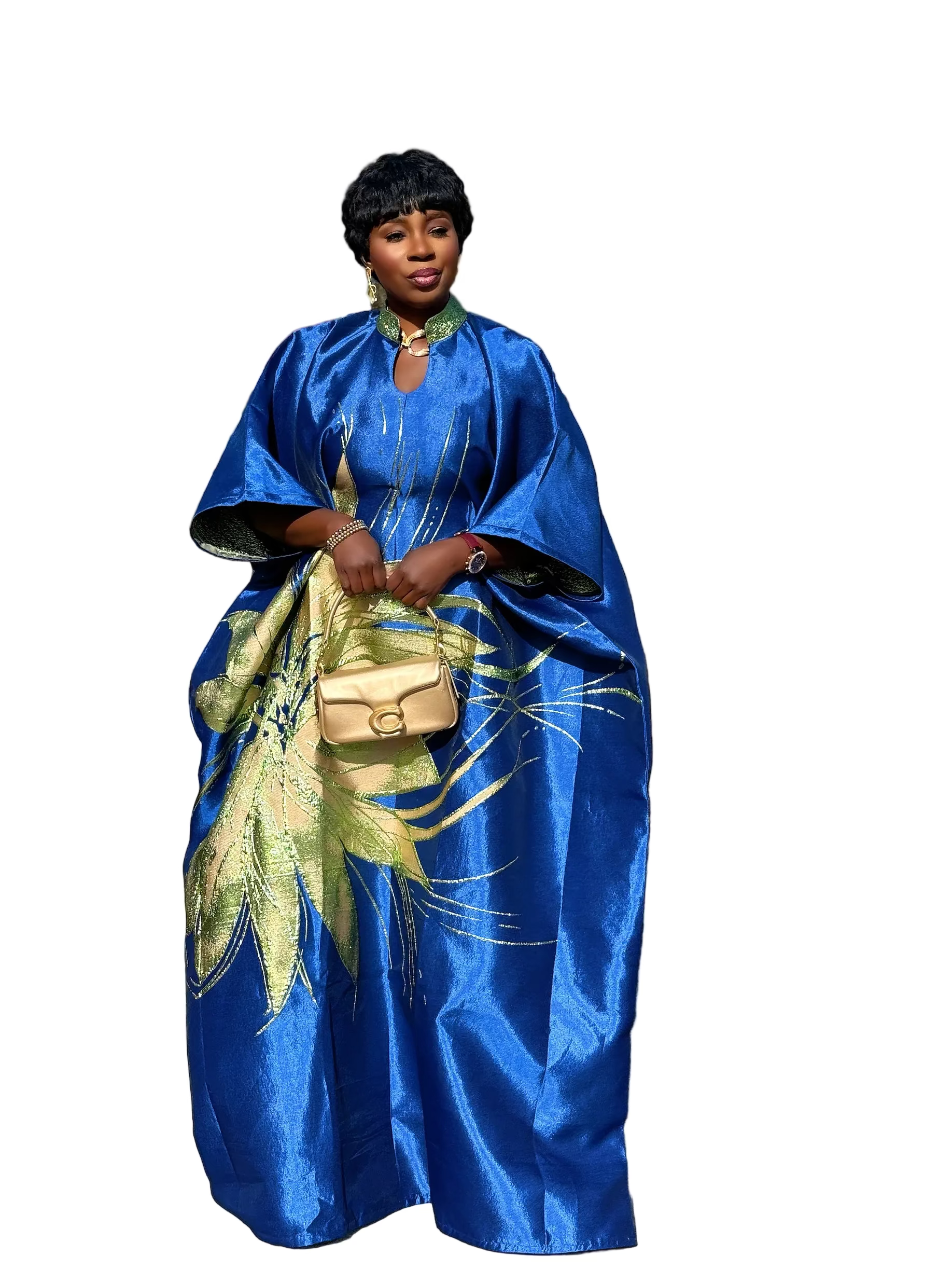 Brocade Bubu Set 62” Luxury Kaftan with Head Wrap & Inner Belt