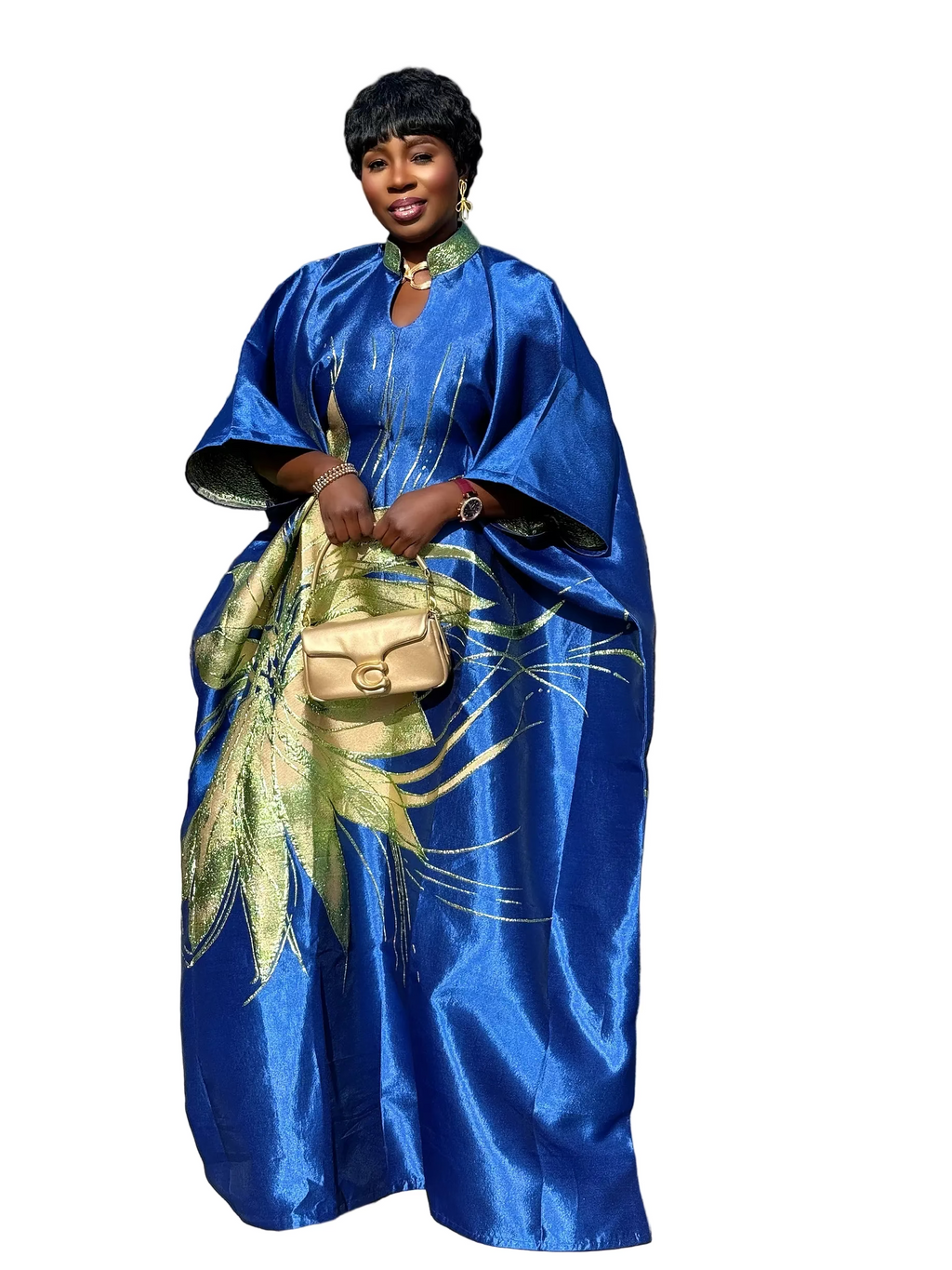 Brocade Bubu Set 62” Luxury Kaftan with Head Wrap & Inner Belt