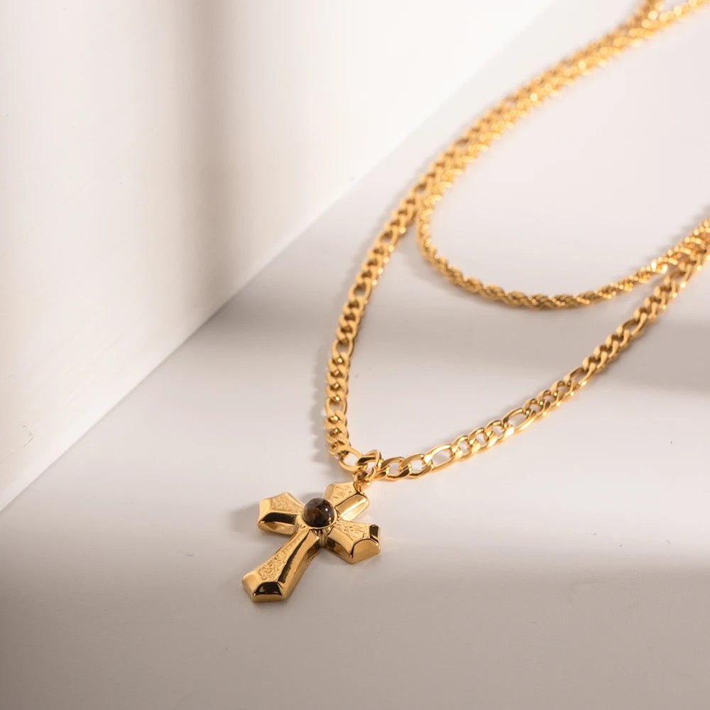 CROSS LAYERED NECKLACE