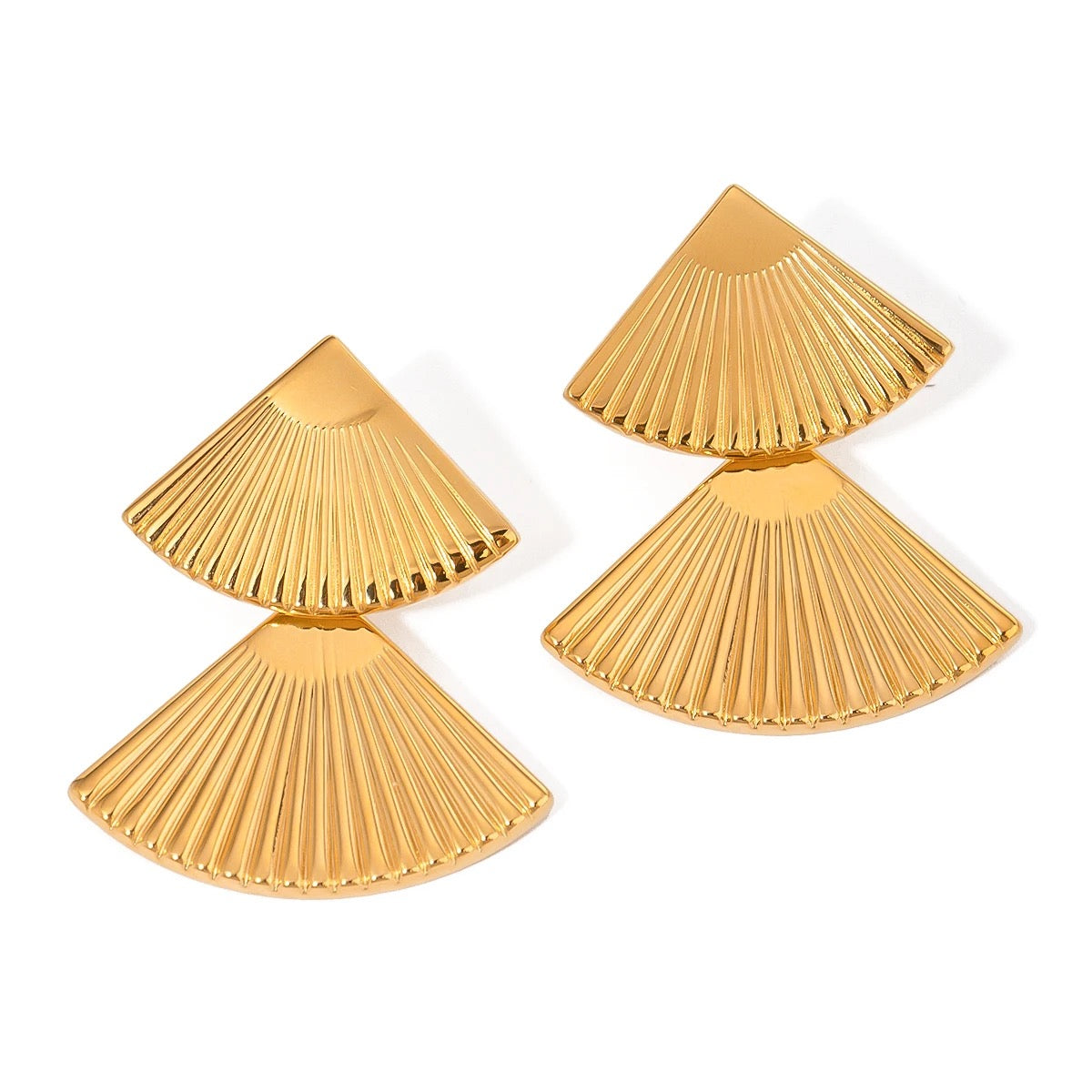 DOUBLE SCALLOPED THREAD EARRINGS