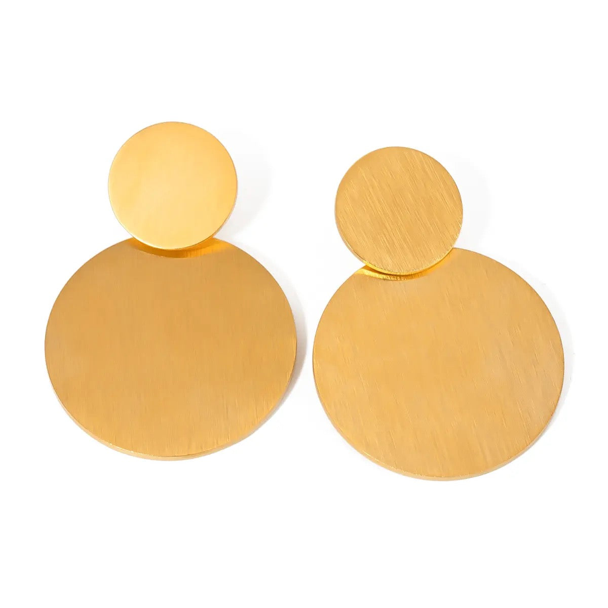 DOUBLE ROUND BRUSHED EARRINGS