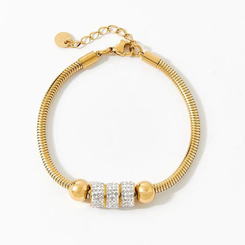 ZIRCON INLAID SNAKE CHAIN BRACELET