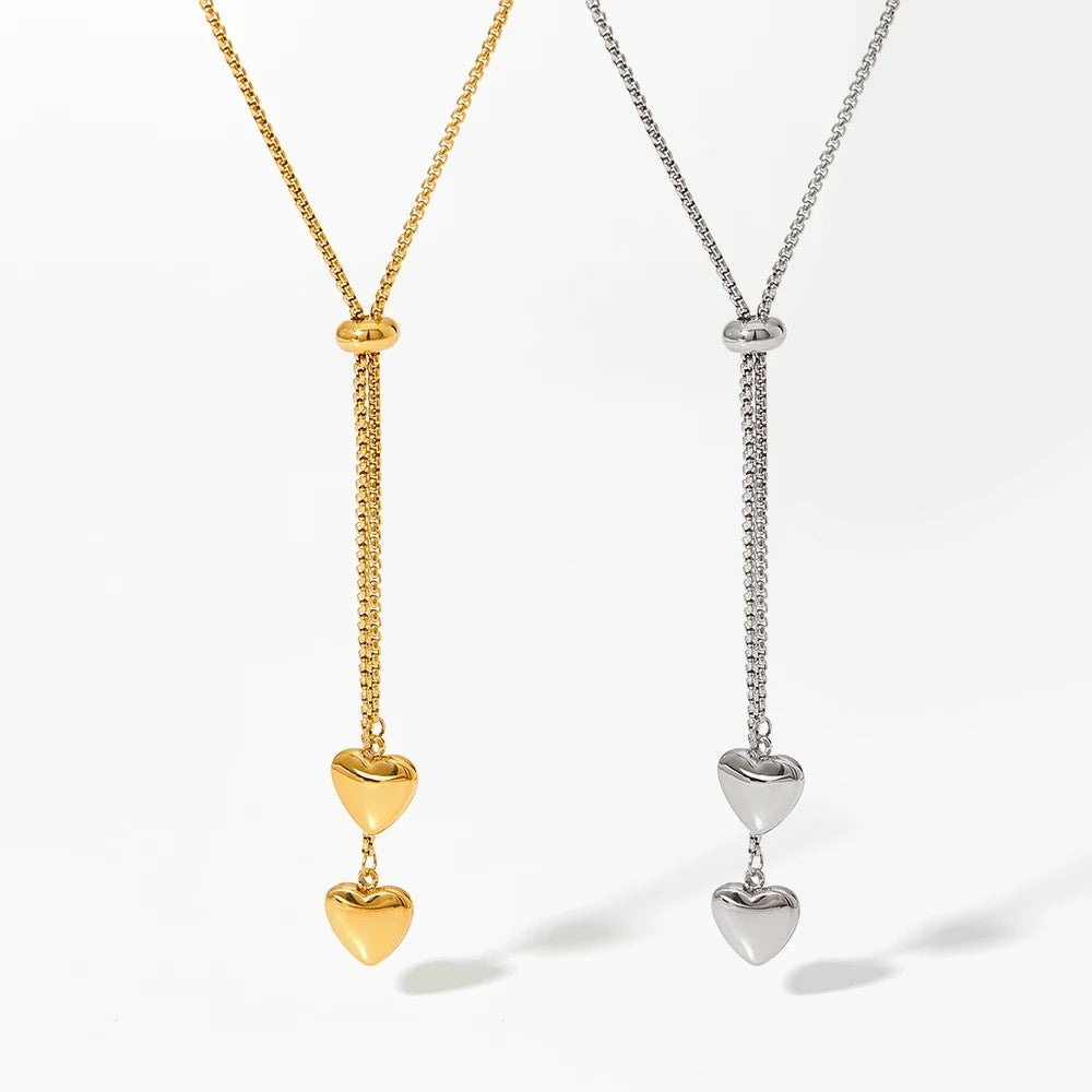 DAINTY DOUBLE HEART NECKLACE