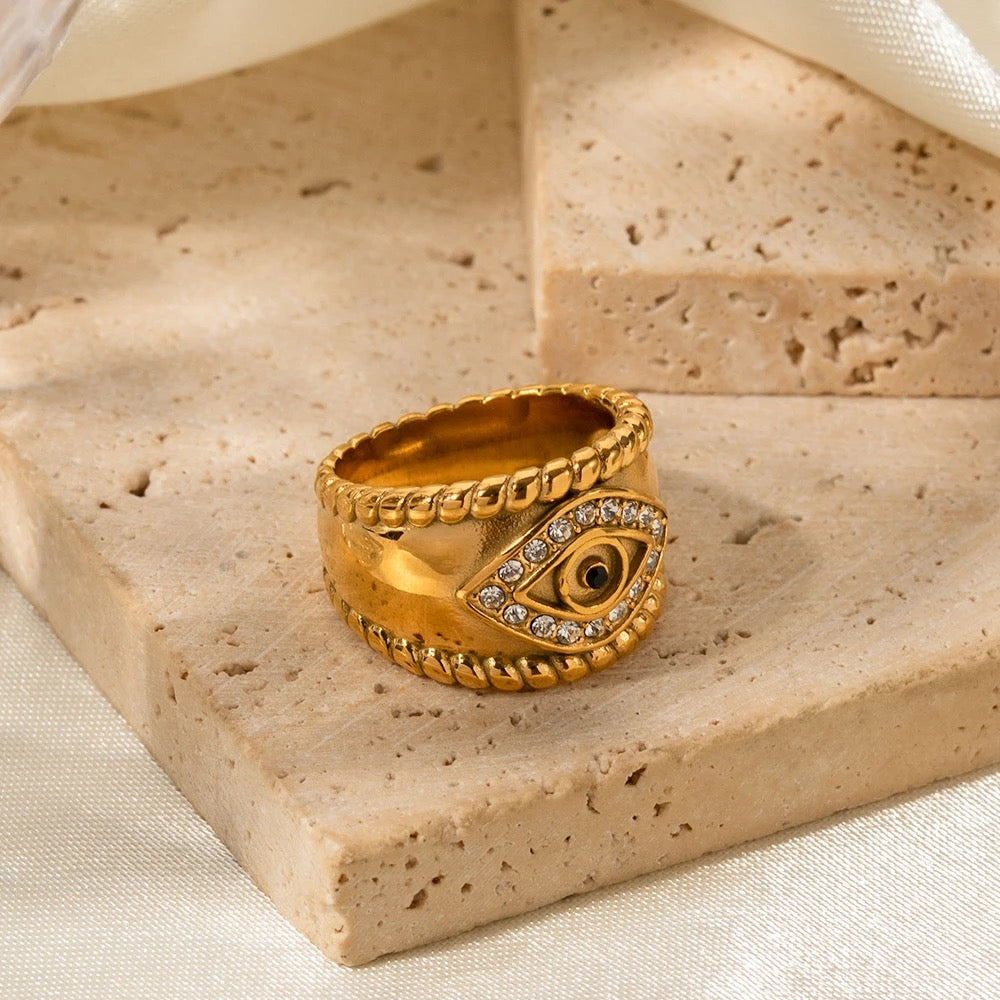 CUBIC ZIRCONIA EVIL EYE RING