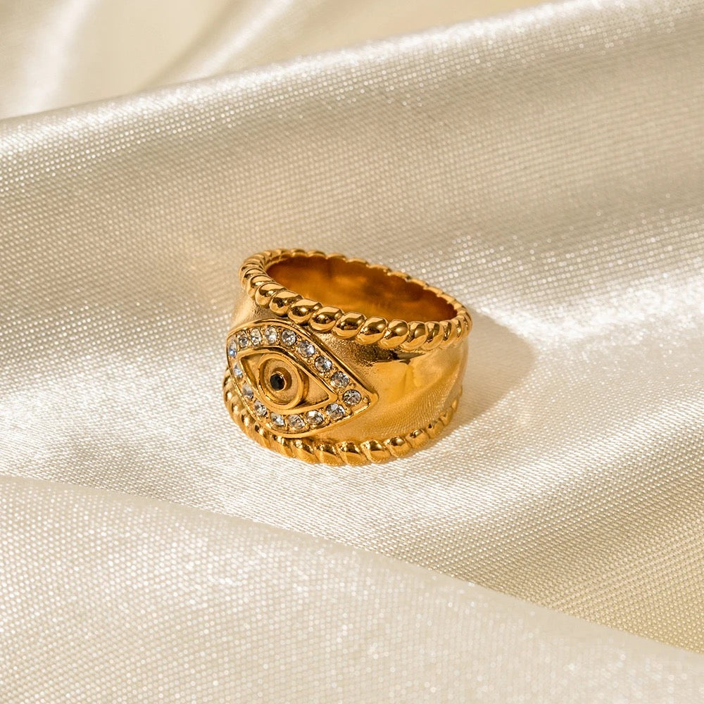 CUBIC ZIRCONIA EVIL EYE RING
