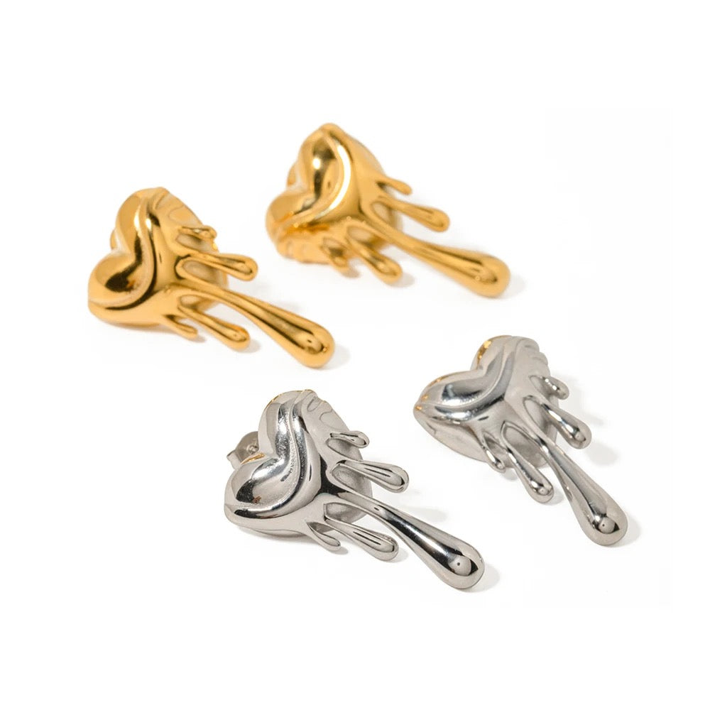 DRIPPING GOLD STUD EARRING