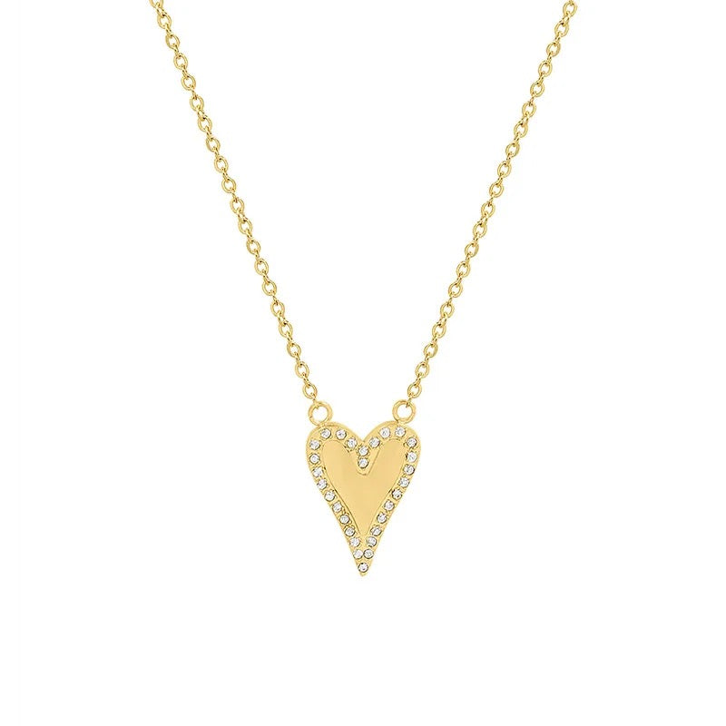 INLAID ZIRCON HEART NECKLACE
