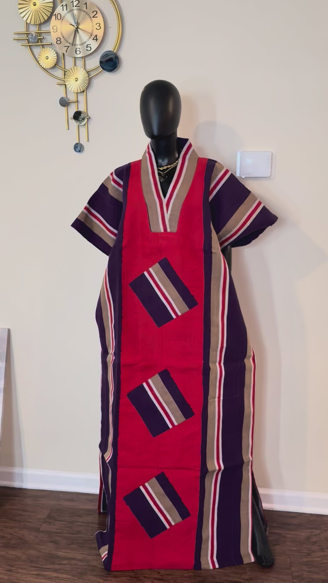 Zari Cotton Asoke Boubou with Head Scarf – 62” Free Size African Dress