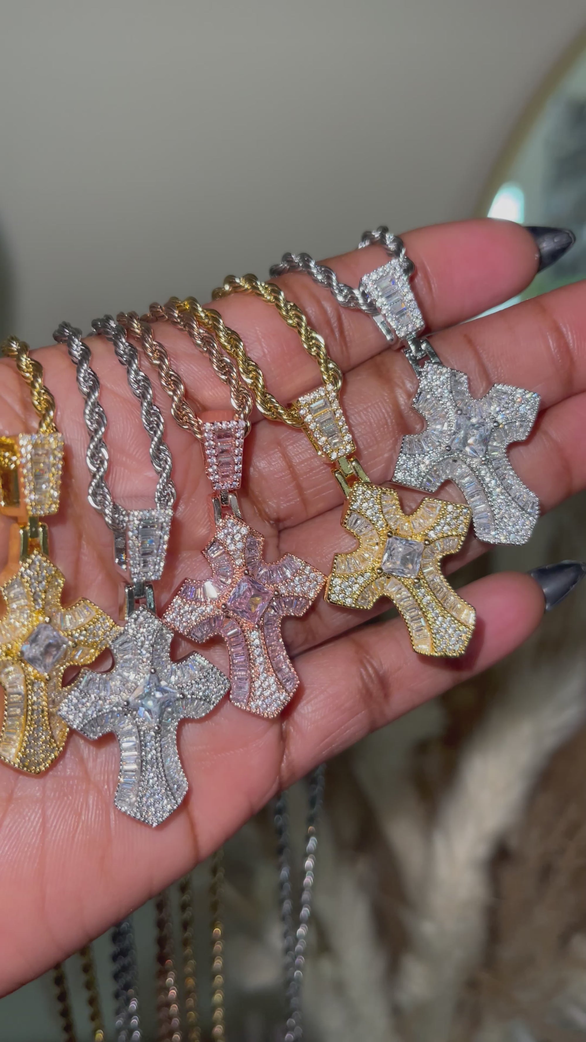 BAGUETTE ICY CROSS NECKLACE